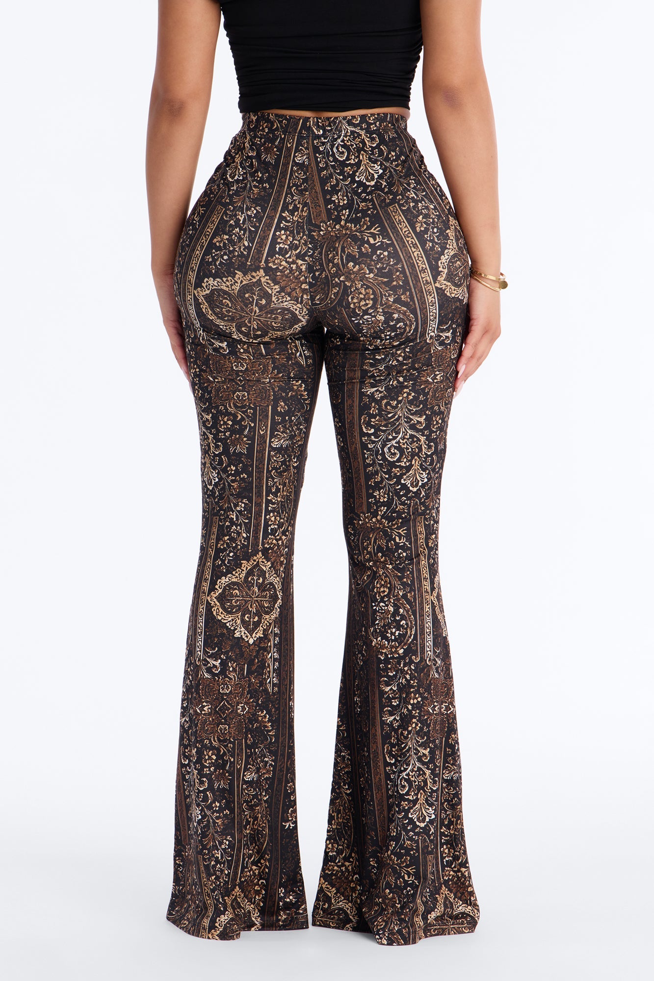 Boho Dreams Abstract Paisley Flare Pant - Brown/combo Fashion Nova