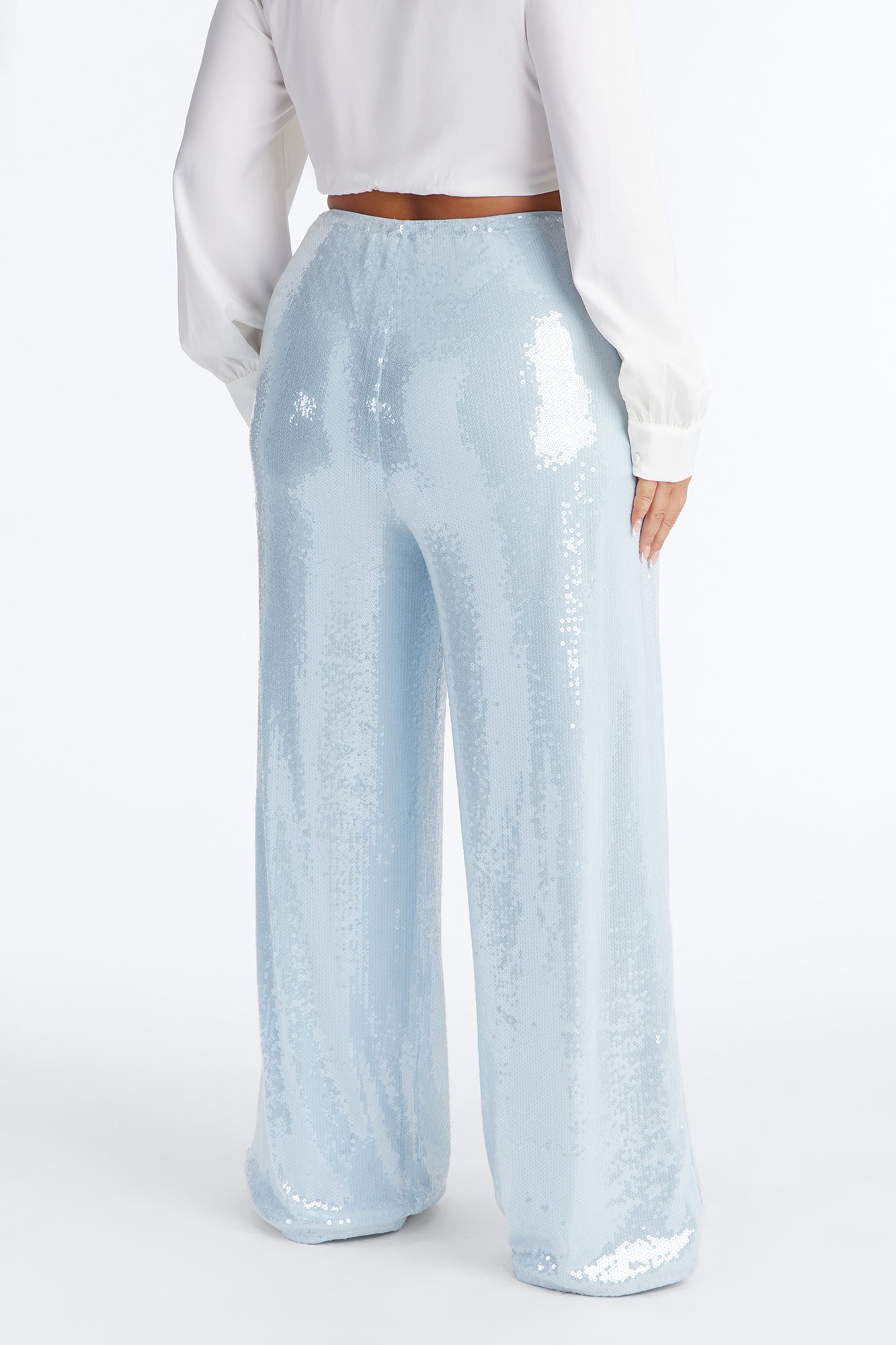 Glow Time Sequin Embellished Pants - Ice Blue Fashion Nova
