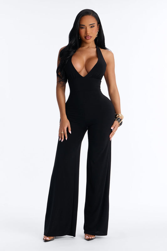 Kenna Halter Chain Jumpsuit - Black