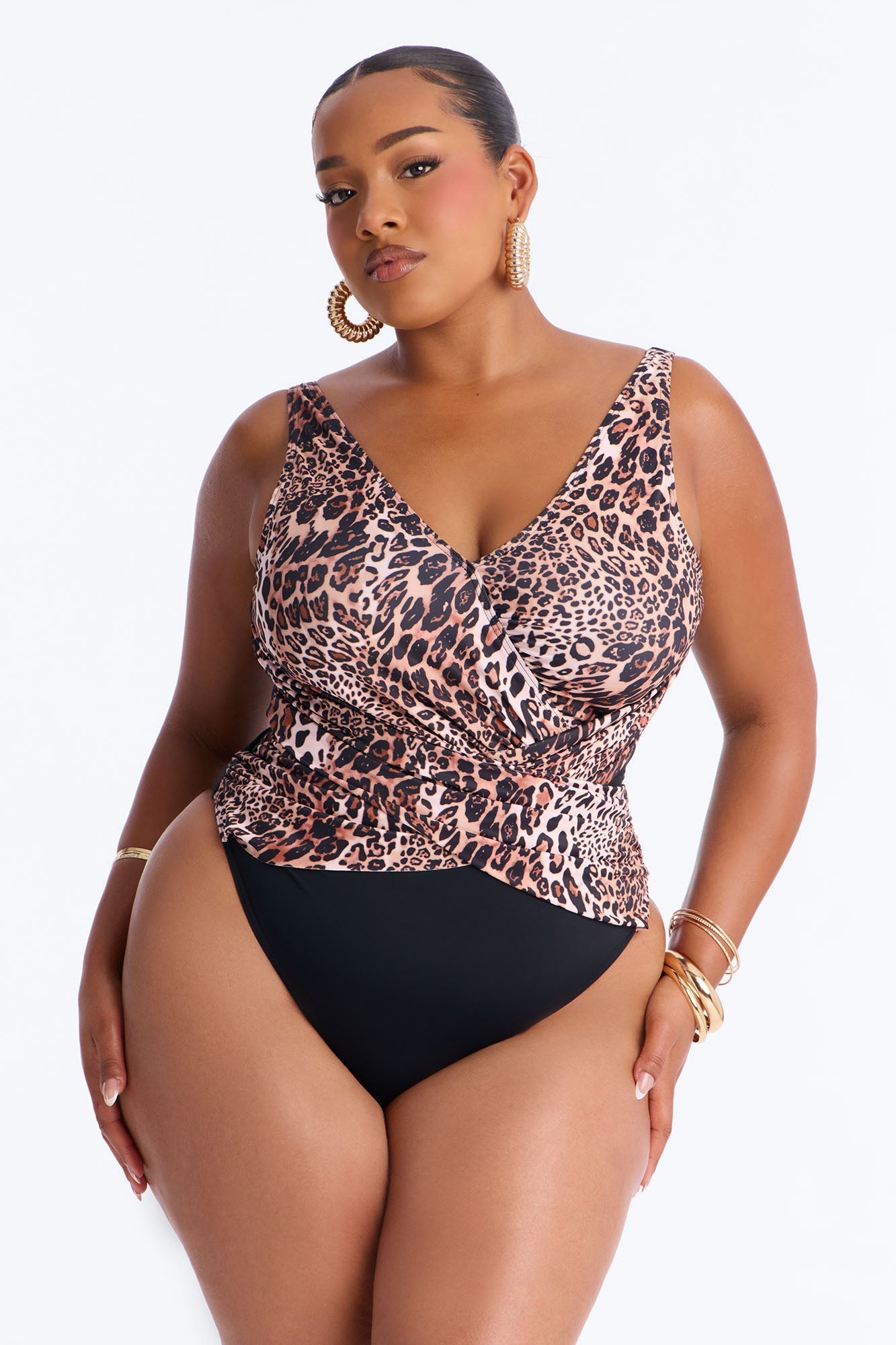 Unstoppable Wild Catch Mesh Cutout 1 Piece Swimsuit - Leopard NEWFASHIONEDGE