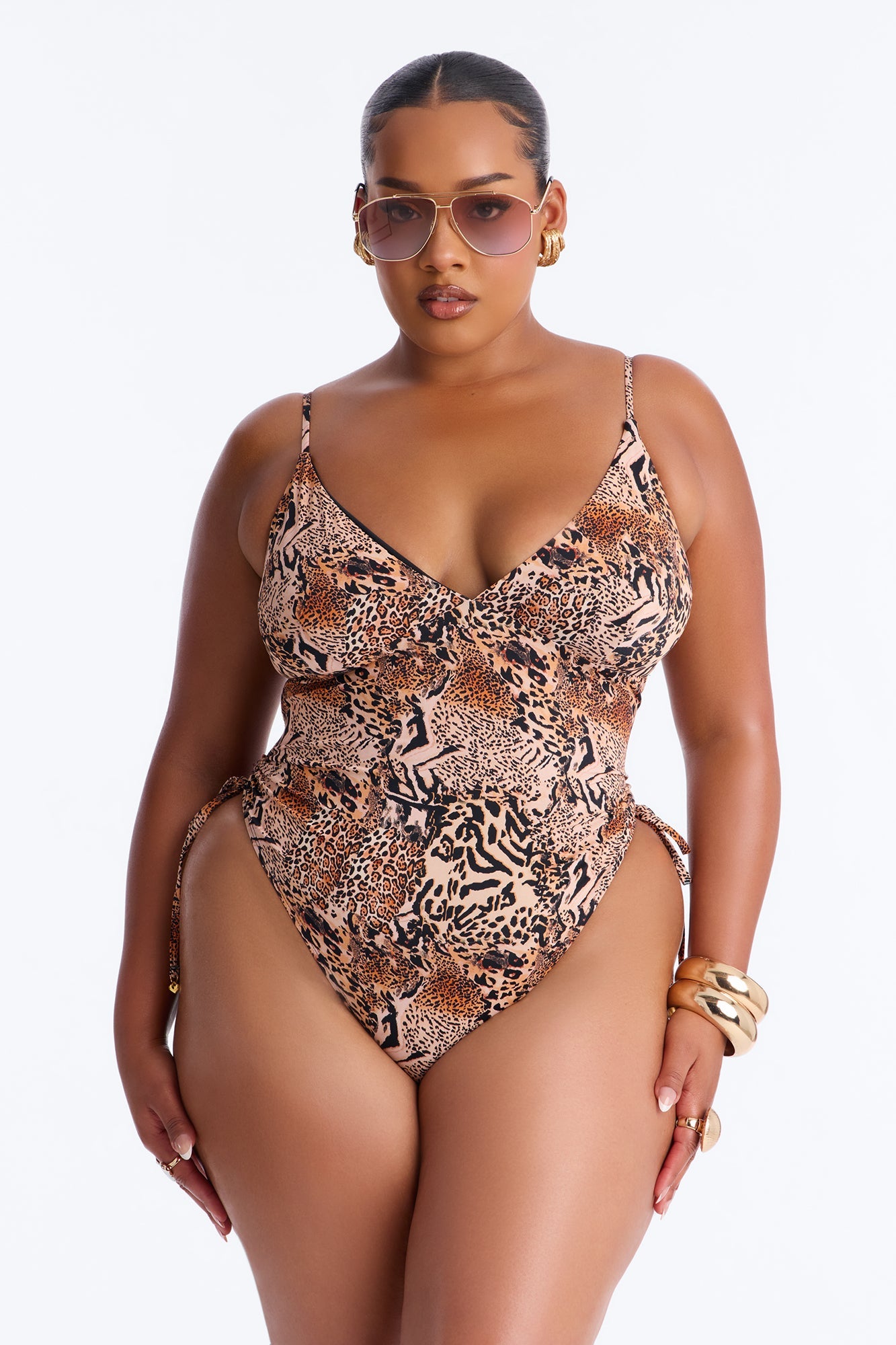Slaycation 1 Piece Swimsuit - Brown Combo