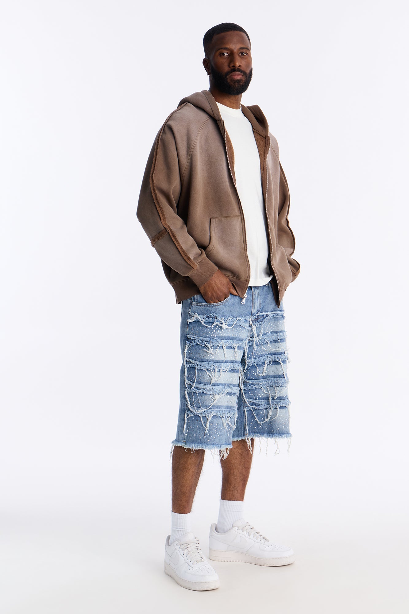 Relaxed Jeweled Havoc Denim Short - Light Wash