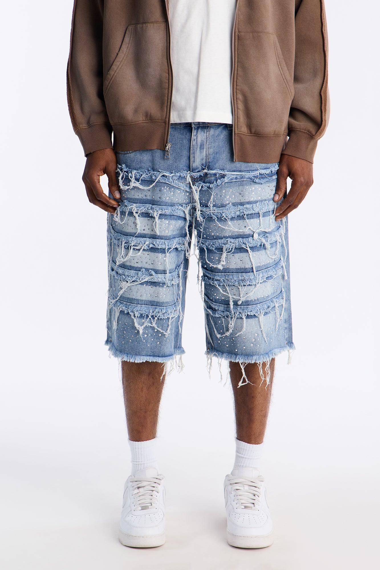 Relaxed Jeweled Havoc Denim Short - Light Wash