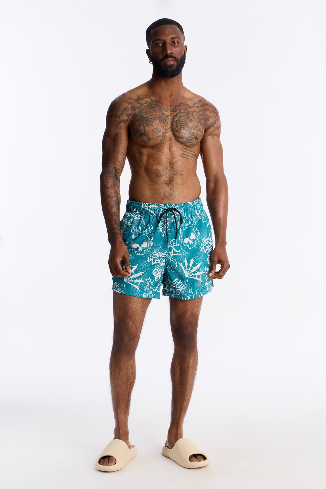 Street Legend All Over Printed Swim Trunk 4″ - Teal