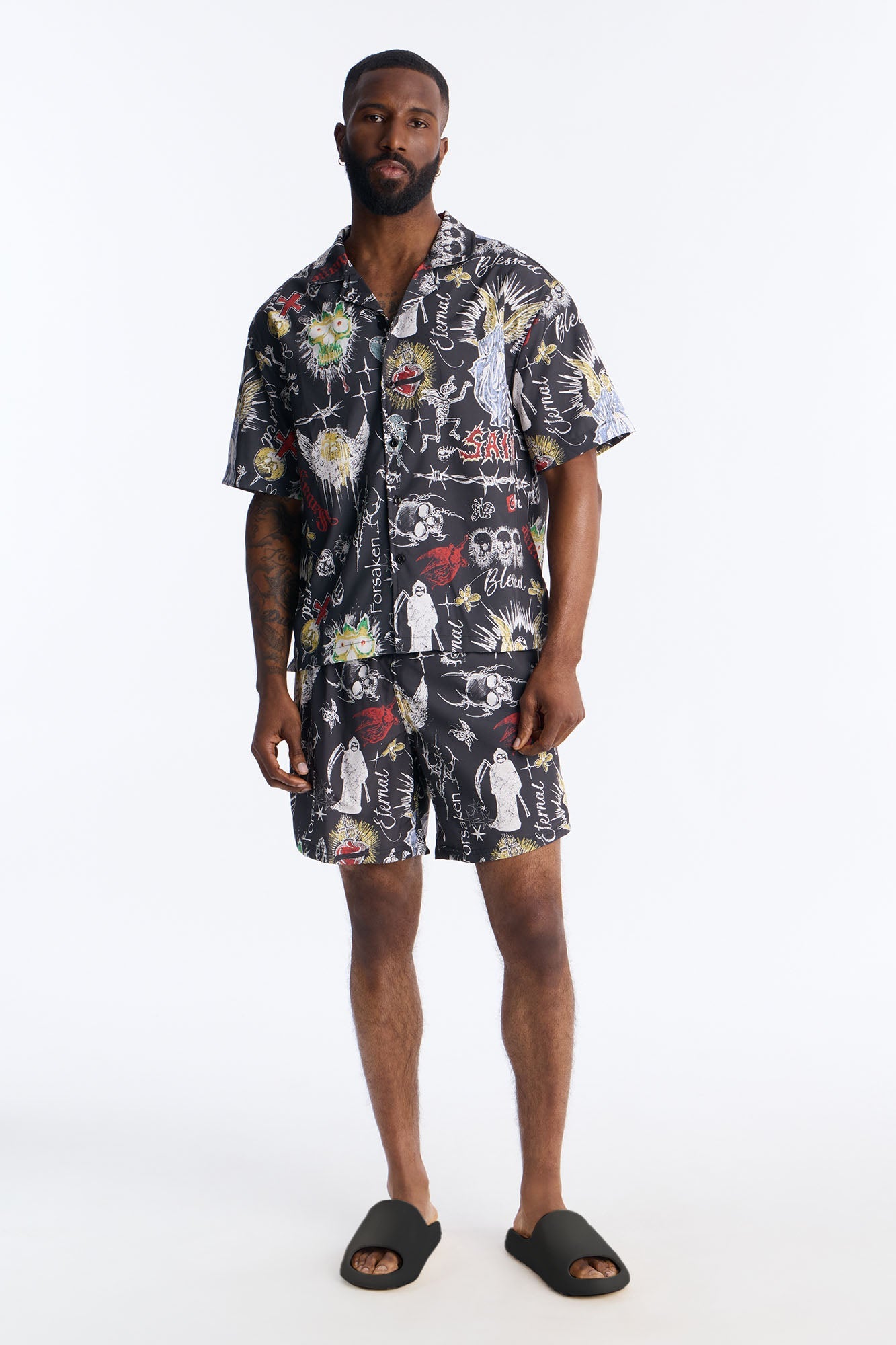 Graffiti Parlor All Over Printed Button Up Shirt - Multi Color