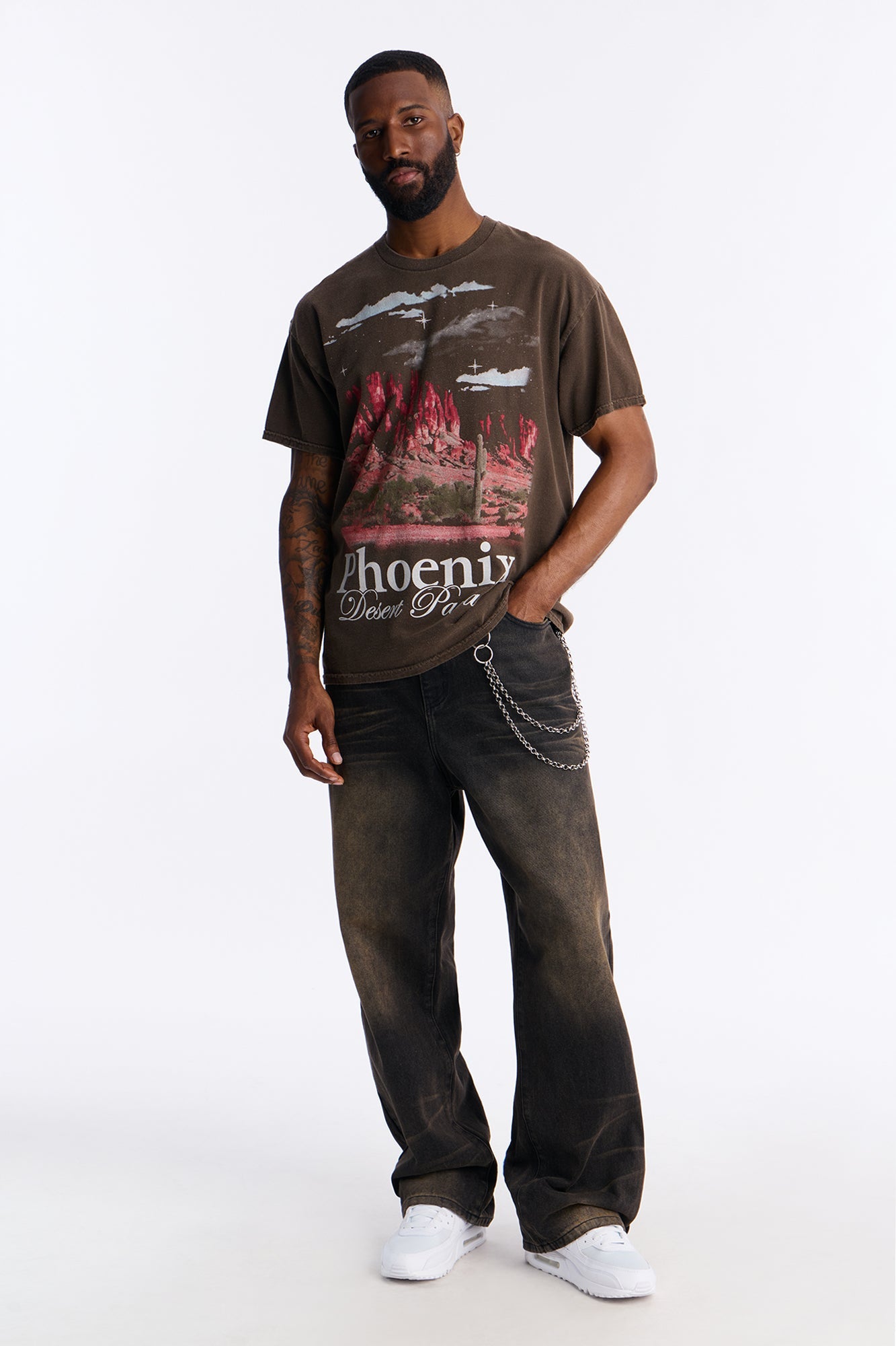 Phoenix Desert Paradise Oversized Short Sleeve Tee - Chocolate