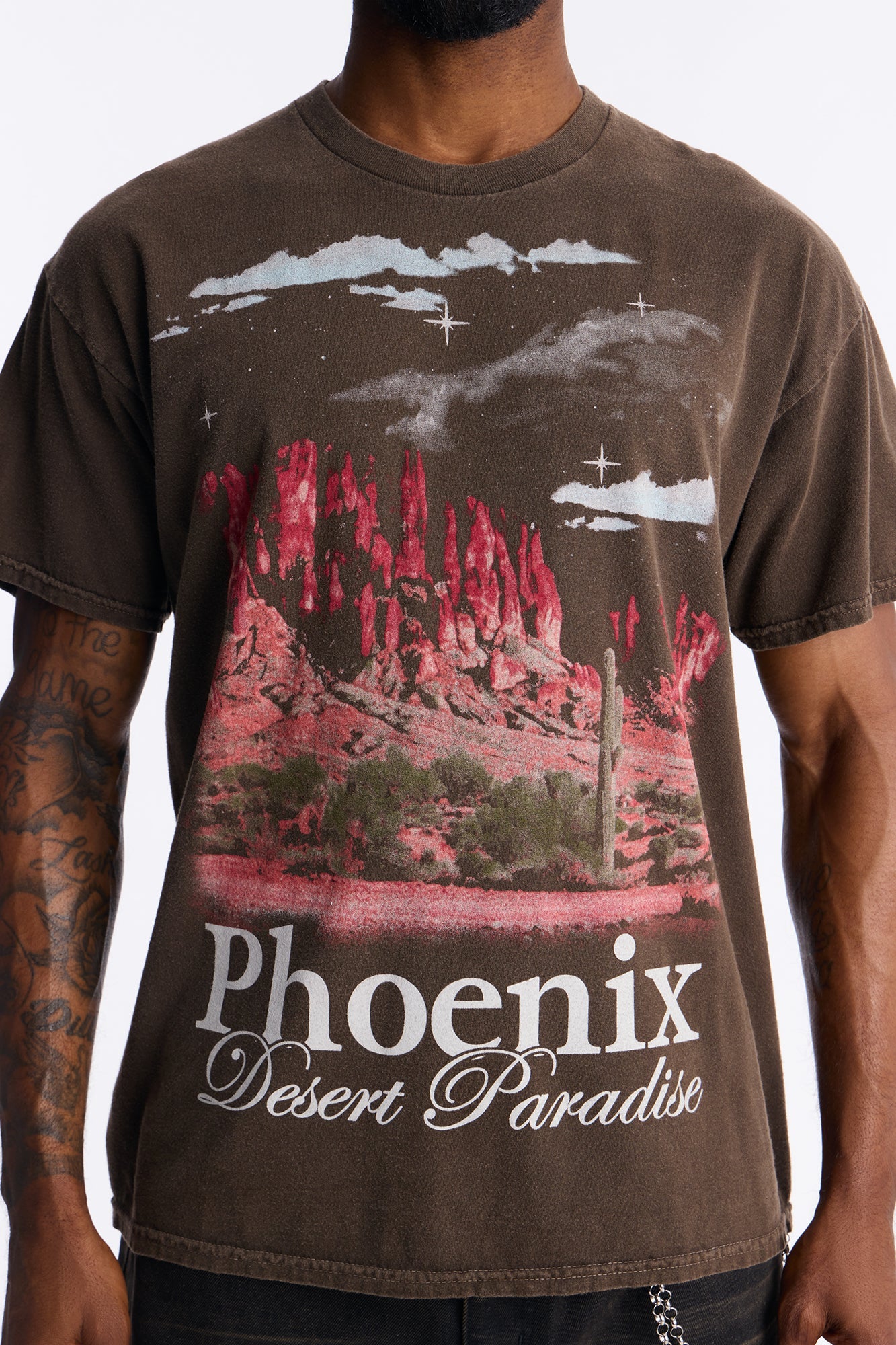 Phoenix Desert Paradise Oversized Short Sleeve Tee - Chocolate