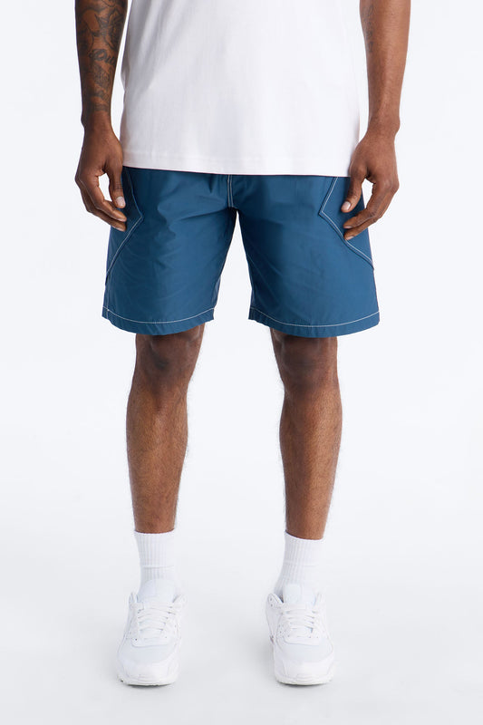 Relaxed Diamond Appeal Contrast Thread Short - Blue