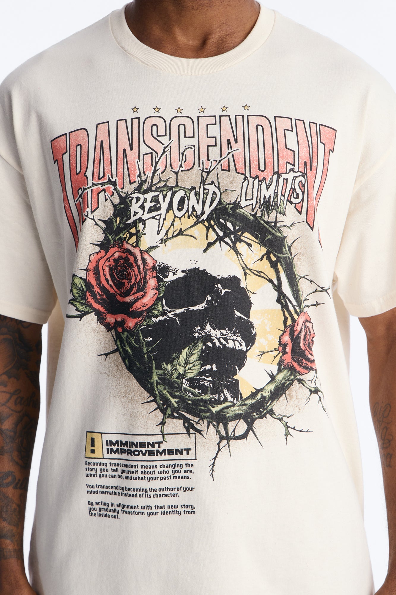 Transcendent Beyond Limits Oversized Short Sleeve Tee - Natural