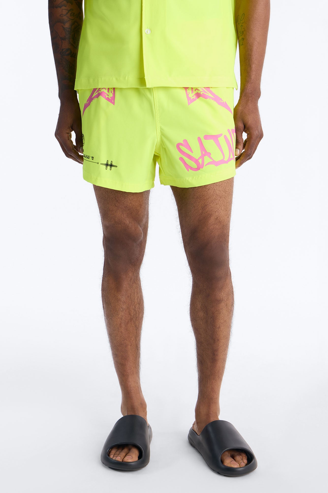 Saints And Stars Swim Trunk 4″ - Yellow