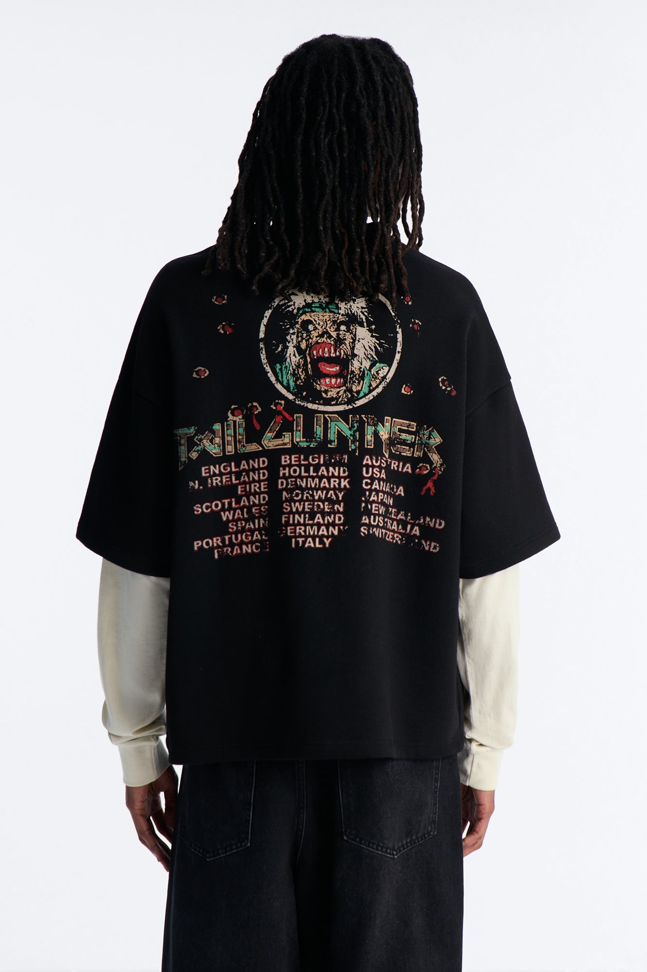 Iron Maiden Tailgunner Oversized Fleece Twofer - Black Wash
