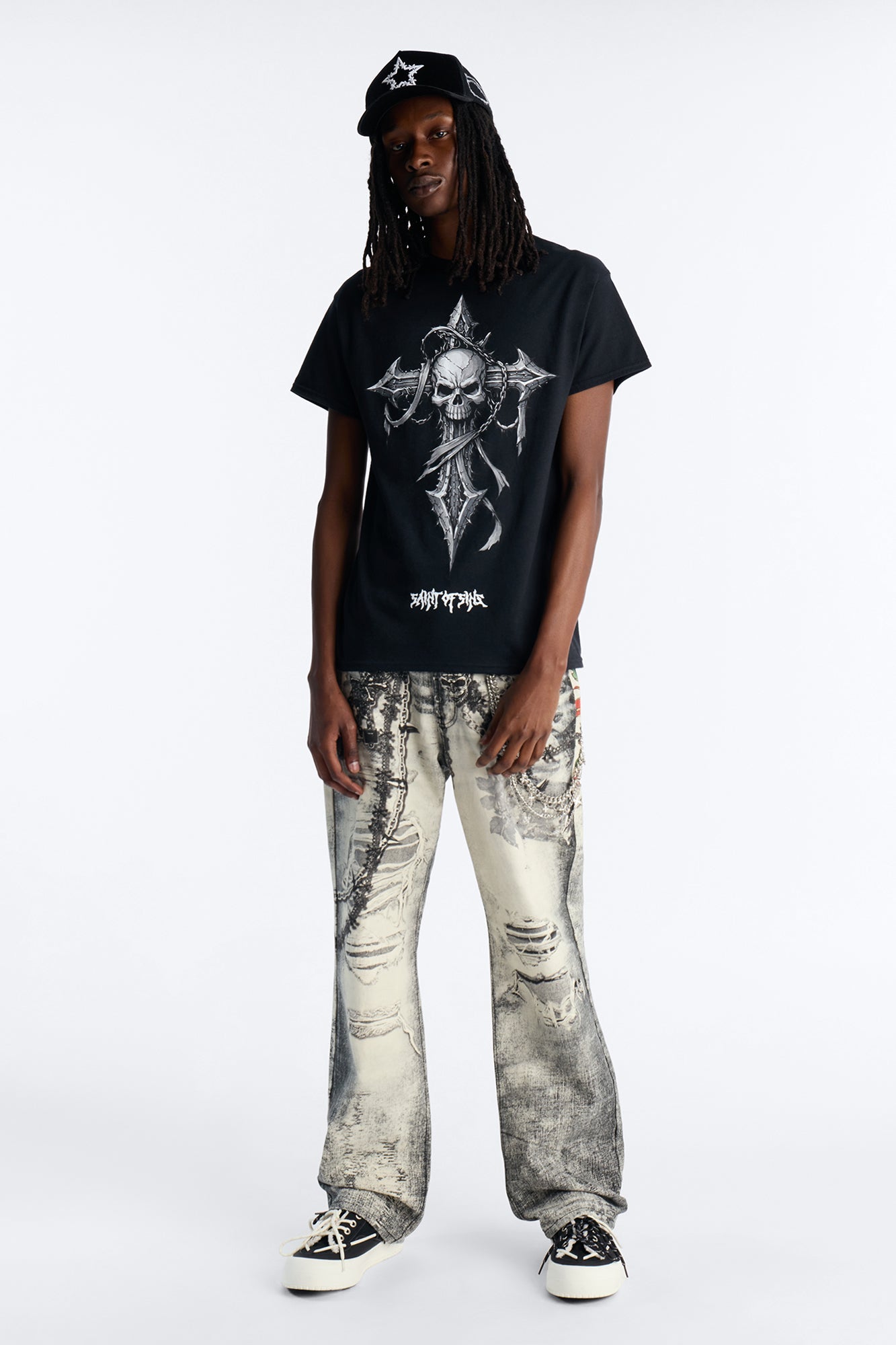 La Familia Cross And Skull Short Sleeve Tee - Black