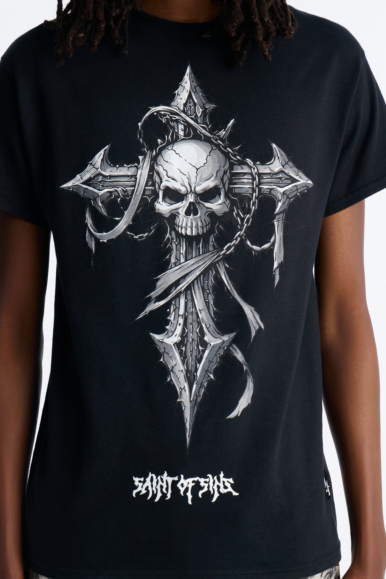 La Familia Cross And Skull Short Sleeve Tee - Black