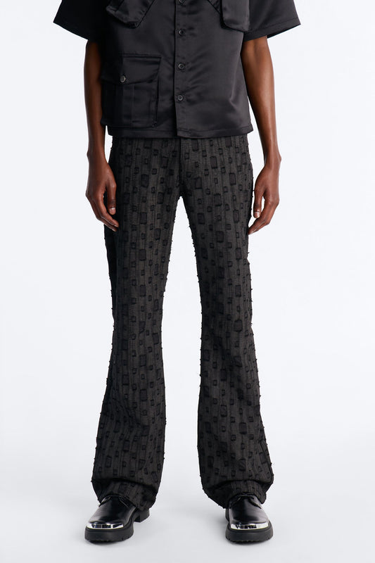 Stacked Slim Flare Distant Reality Distressed Pant - Charcoal