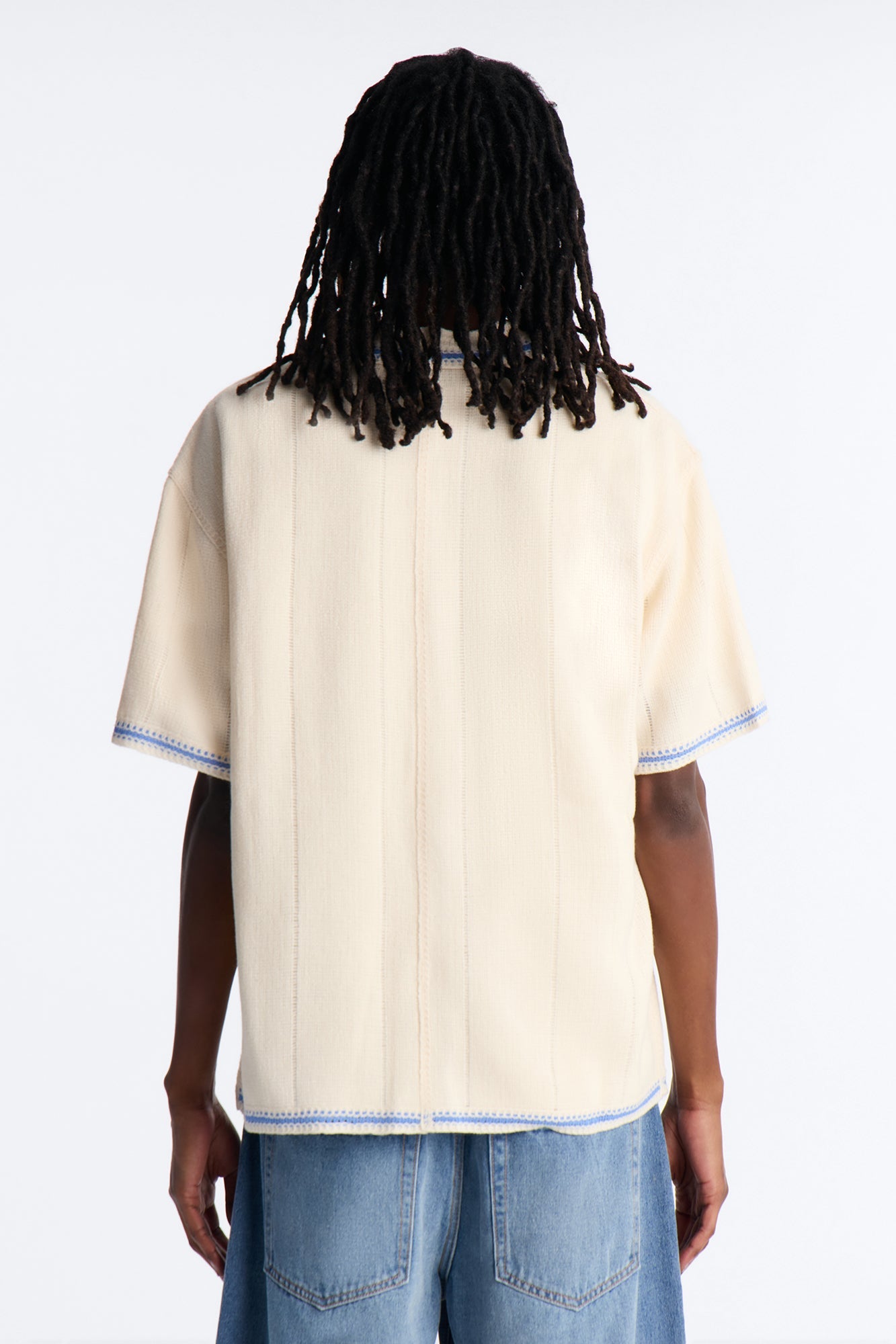 Lido Isle Crochet Button Up Shirt - Cream