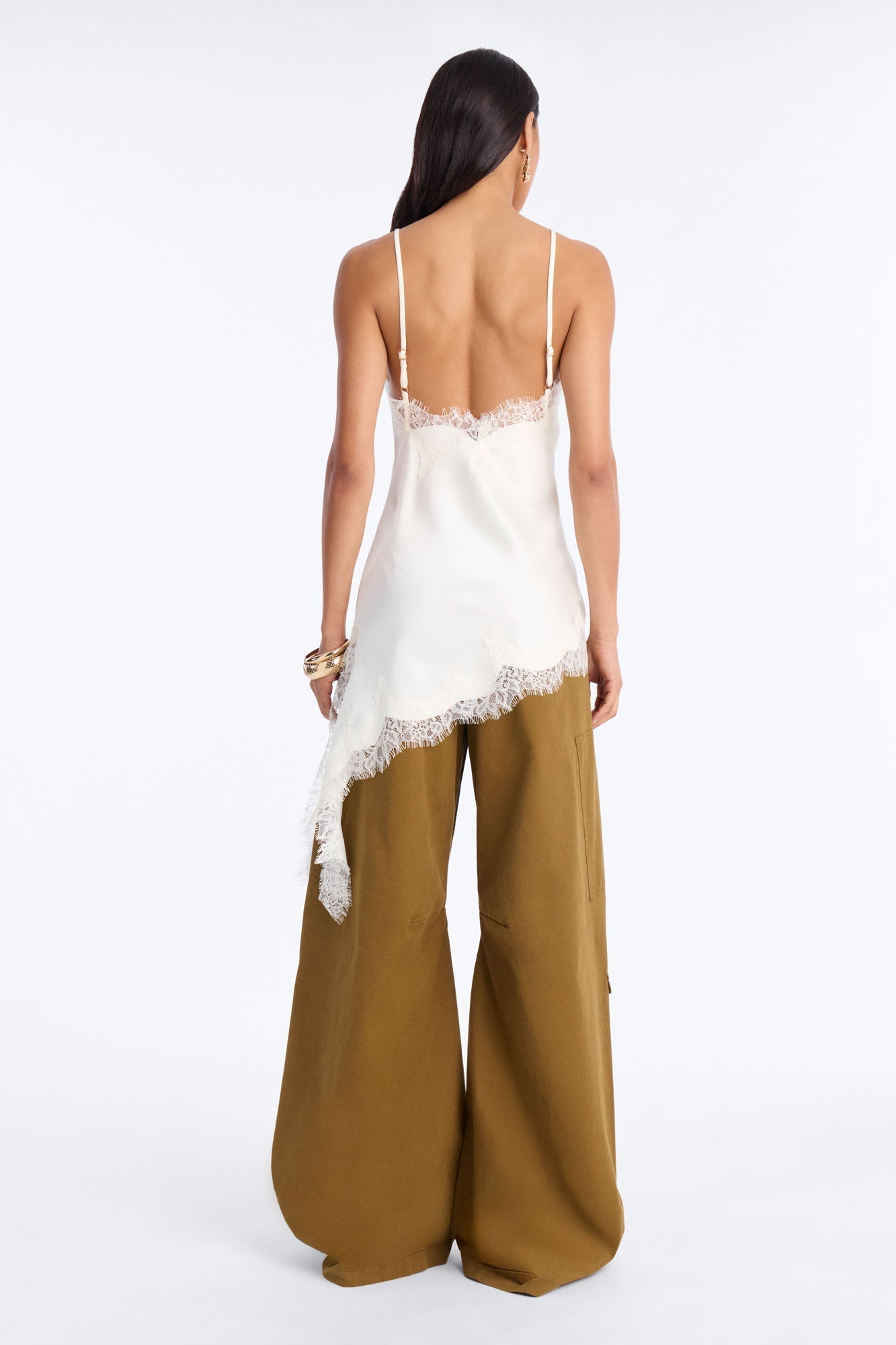 Taste Of Trouble Lace Trim Satin Top - Ivory NEWFASHIONEDGE