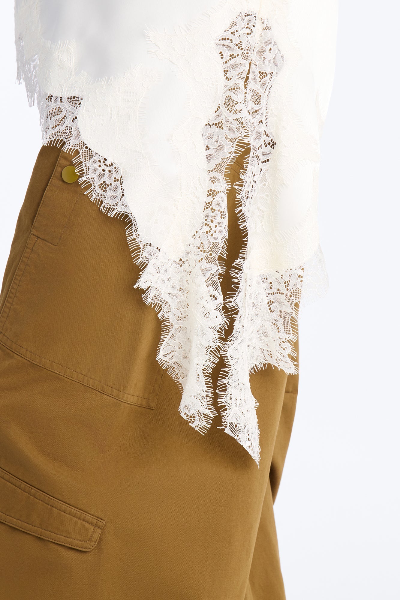 Taste Of Trouble Lace Trim Satin Top - Ivory NEWFASHIONEDGE
