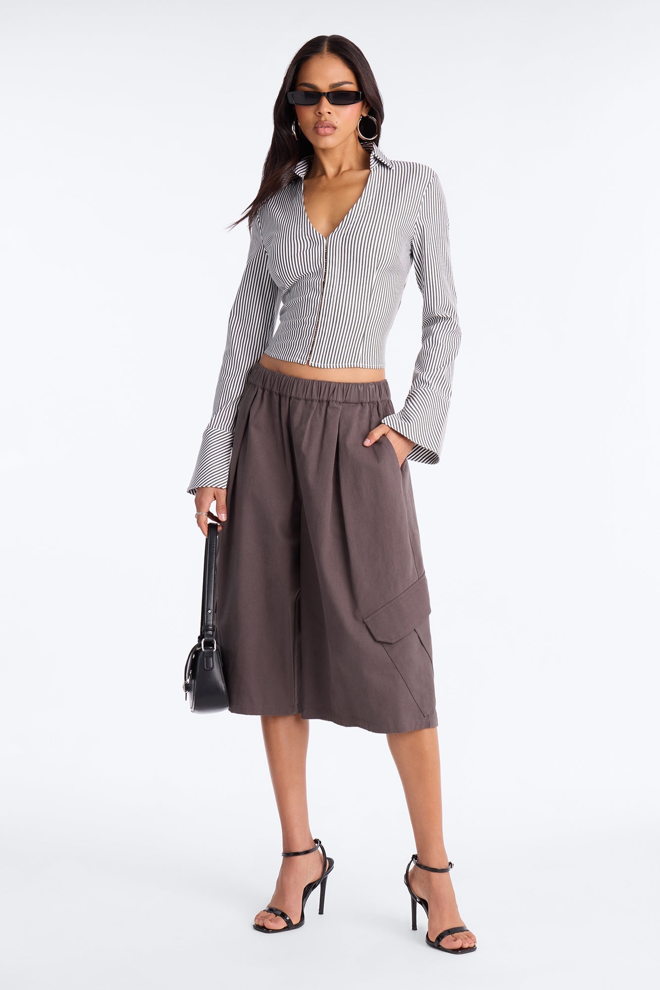 Bet On Me Bell Sleeve Stripe Top - Black/combo