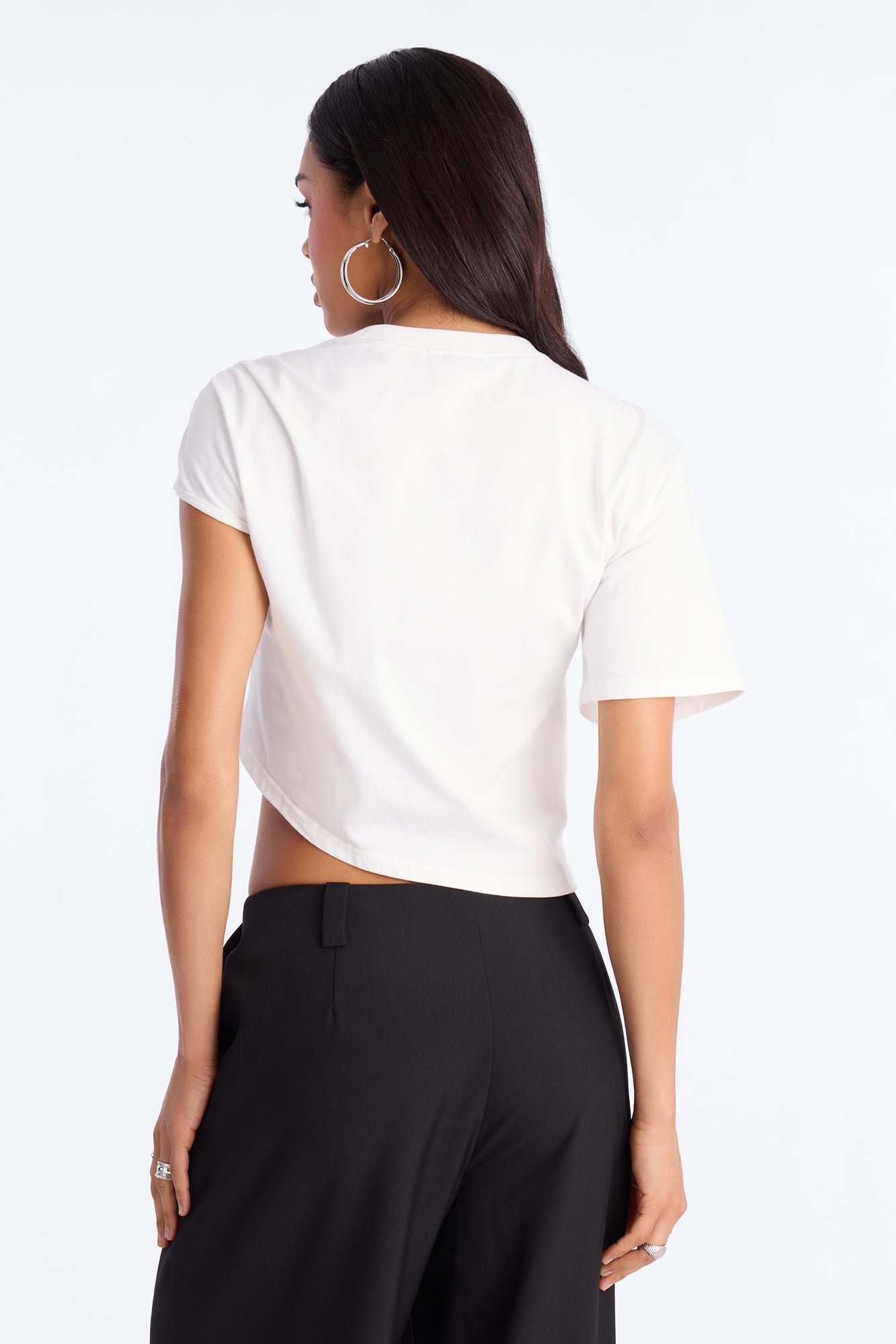 Unbothered Asymmetrical Short Sleeve T-Shirt - White NEWFASHIONEDGE