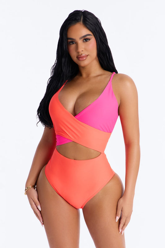 Zuma Beach 1 Piece Swimsuit - Orange/combo