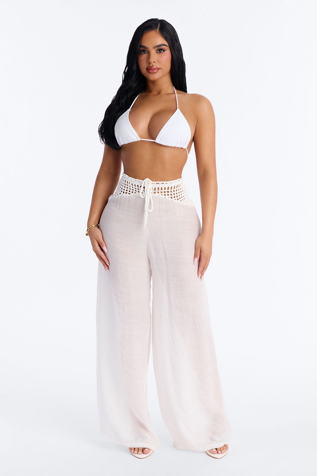 Darling Linen Swim Cover Up Pant - White NEWFASHIONEDGE