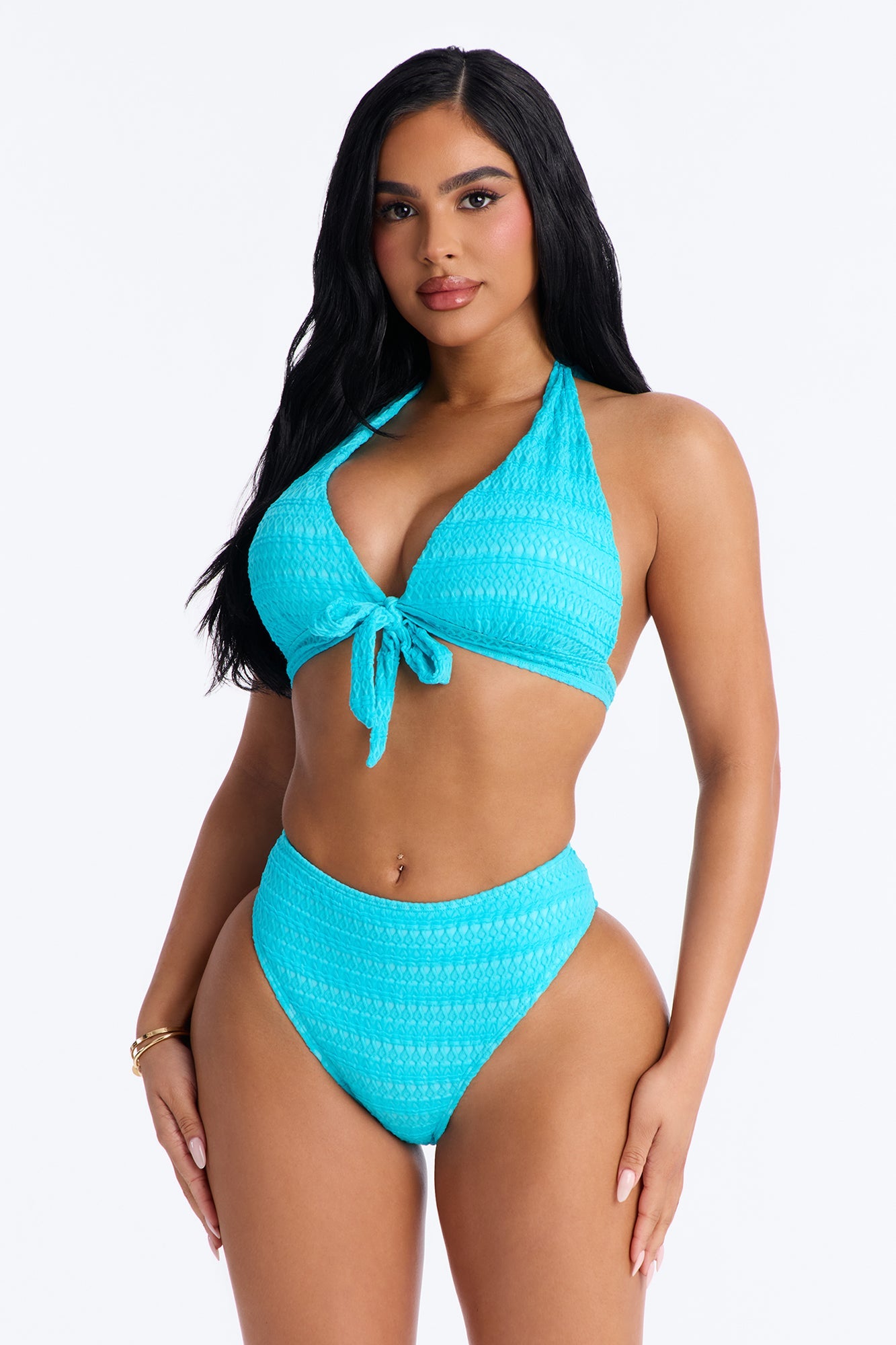 Vacation Mode Bikini And Coverup Skirt - Blue Fashion Nova