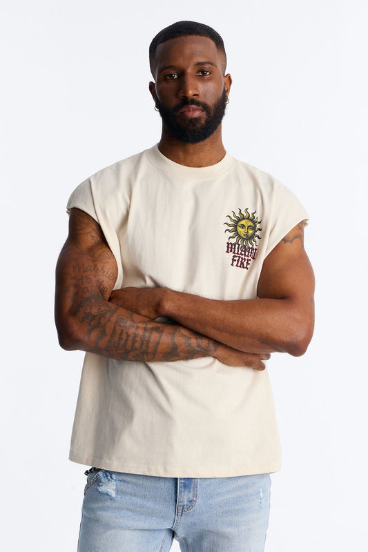 Miami Fire Vintage Muscle Tee - Off White