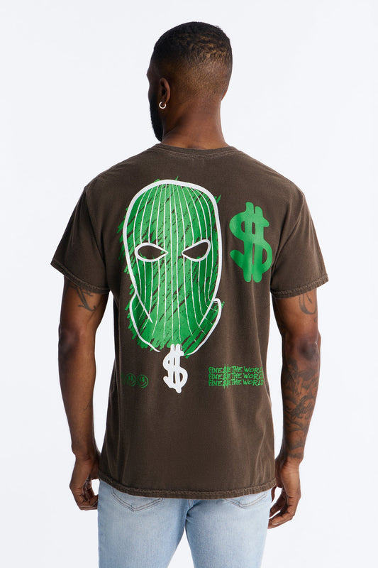 Money Runs The World Vintage Short Sleeve Tee - Chocolate