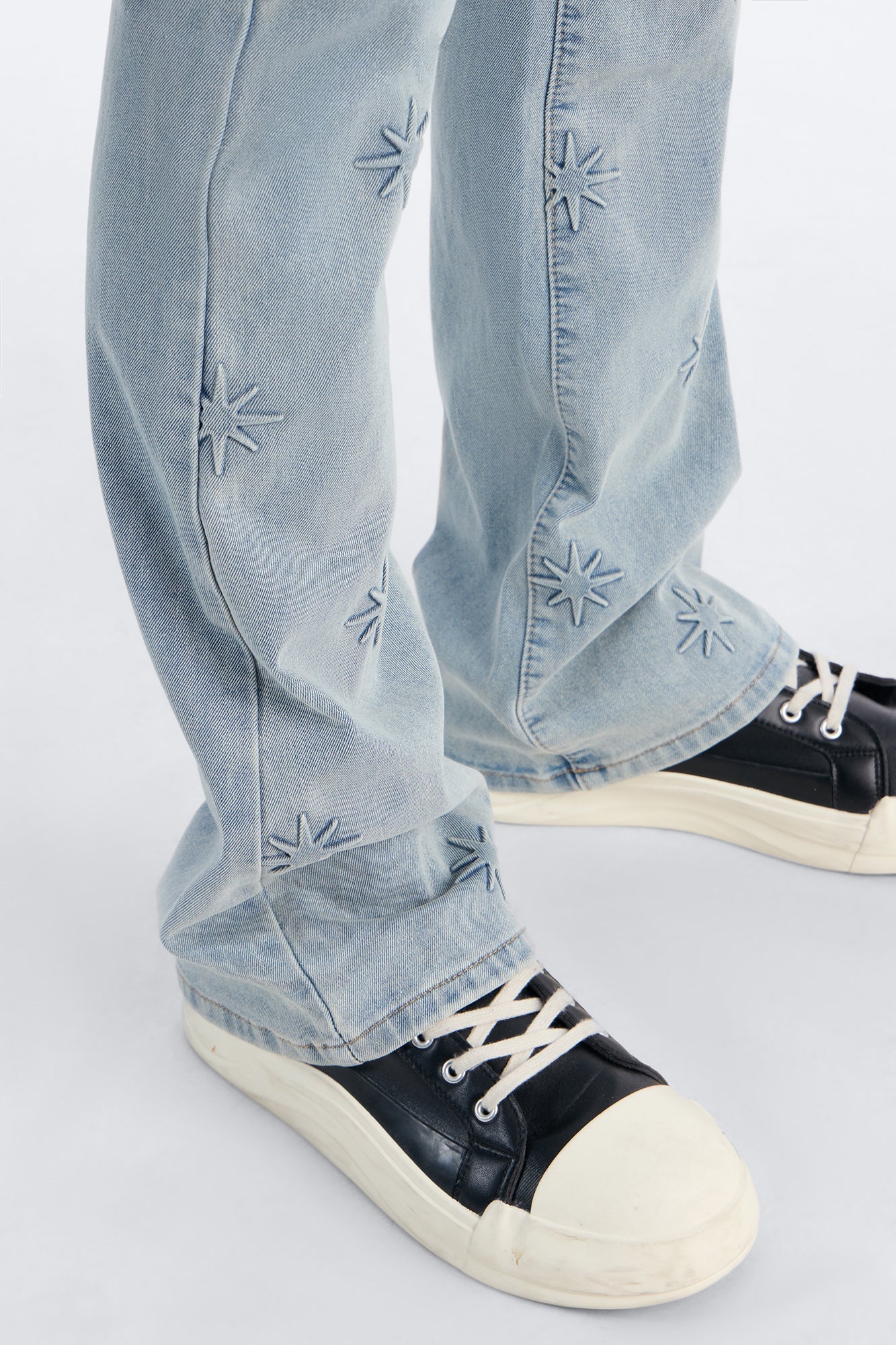 Stacked Slim Flare Embossed Supernova Jeans - Light Wash