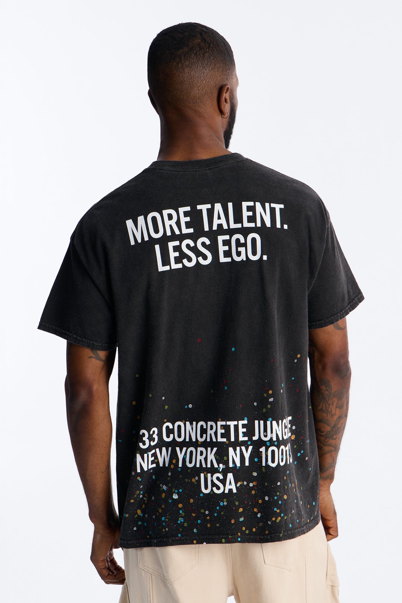 Art Has No Rules Paint Splatter Oversized Short Sleeve Tee - Black Wash