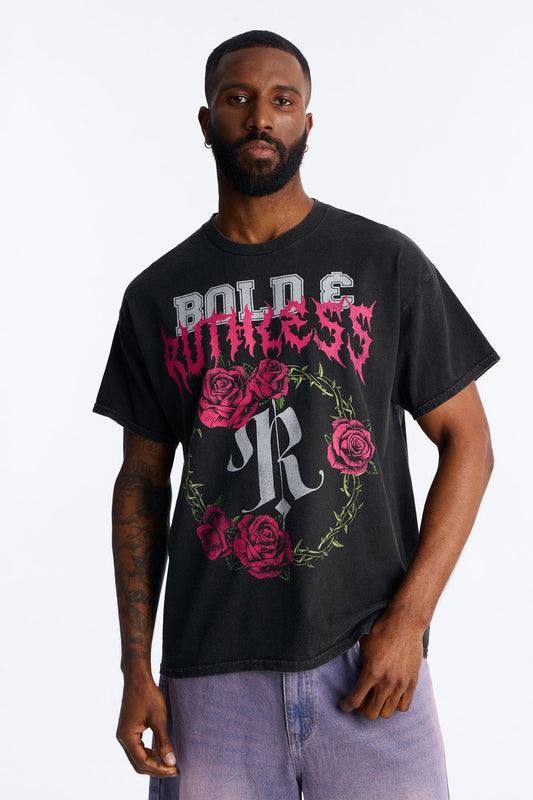 Bold And Ruthless Oversized Short Sleeve Tee - Black