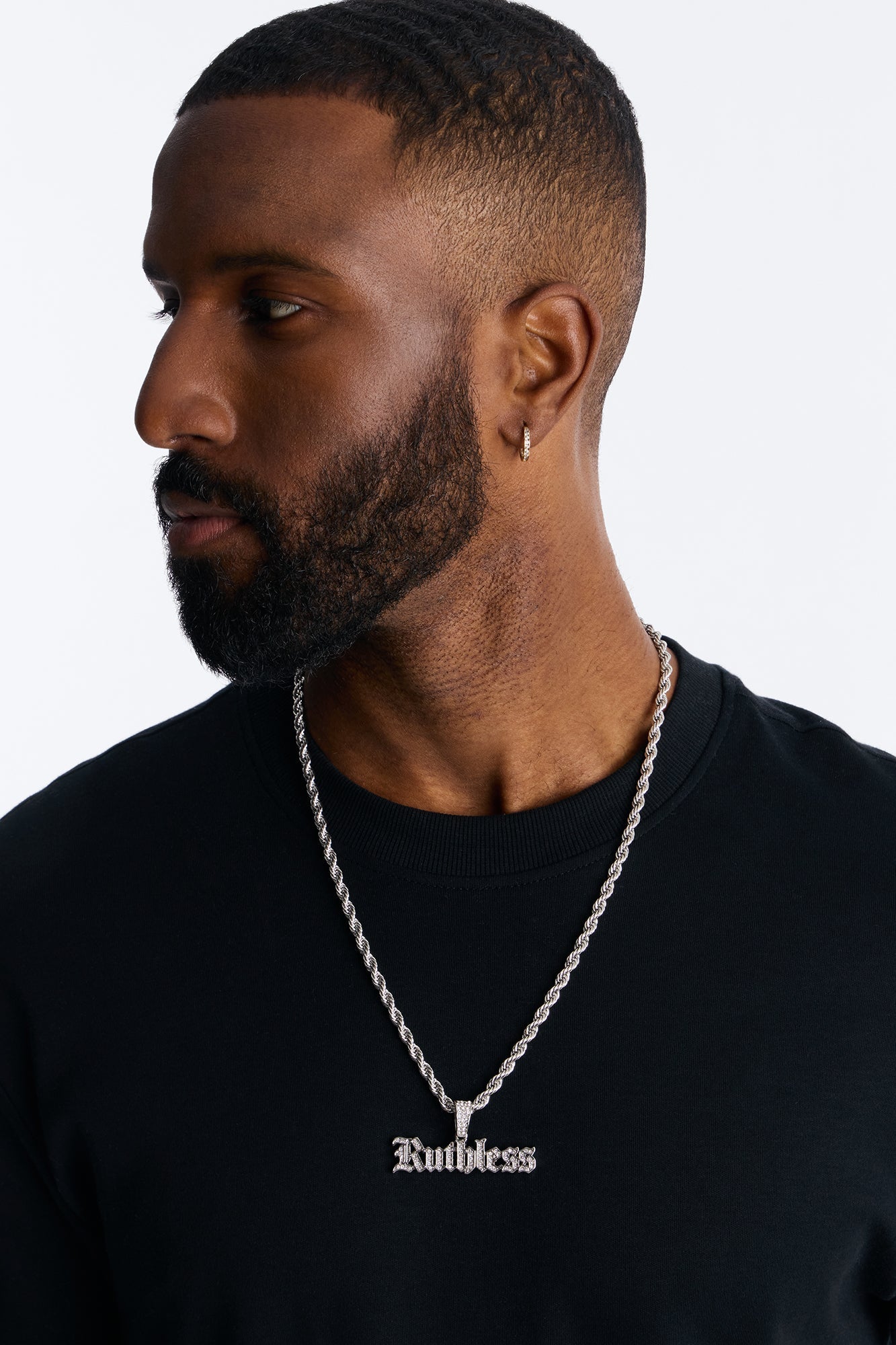 Ruthless Iced Rope Chain Necklace - Silver