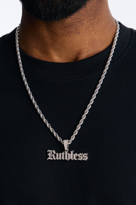 Ruthless Iced Rope Chain Necklace - Silver