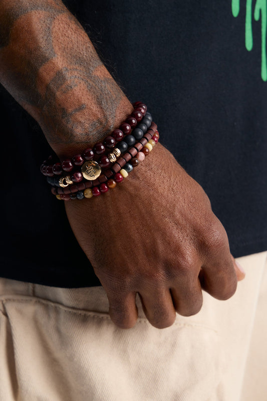 Snake Mixed Material Bead Bracelet Set - Multi Color