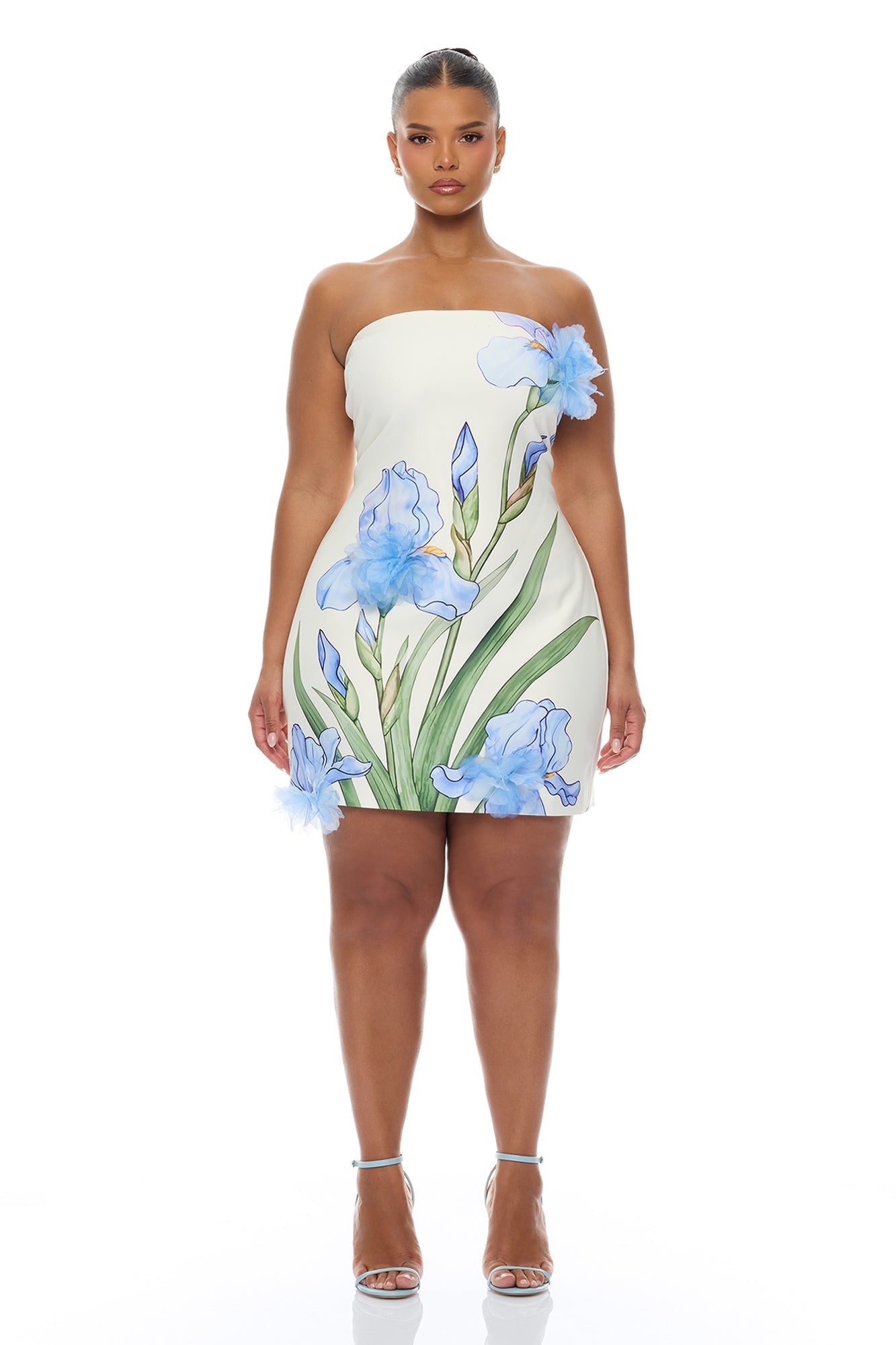 Floral Fantasy 3D Floral Mini Dress - Blue/combo NEWFASHIONEDGE