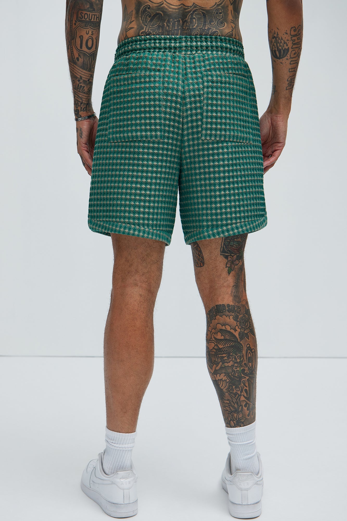 Dimensional Textured Warmup Shorts - Green/combo