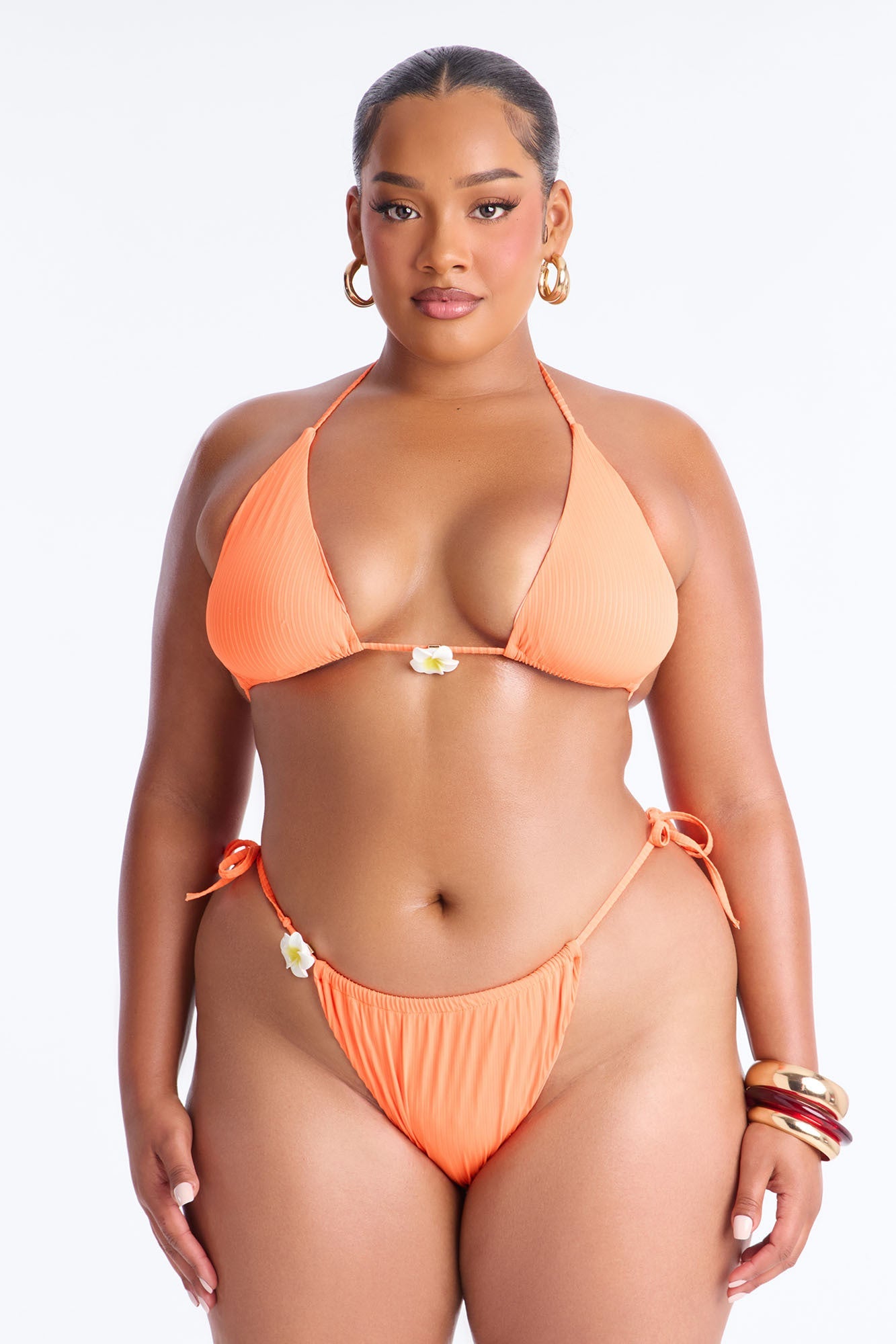 Sunbeam Dream 3 Piece Bikini & Sarong Set - Coral Fashion Nova