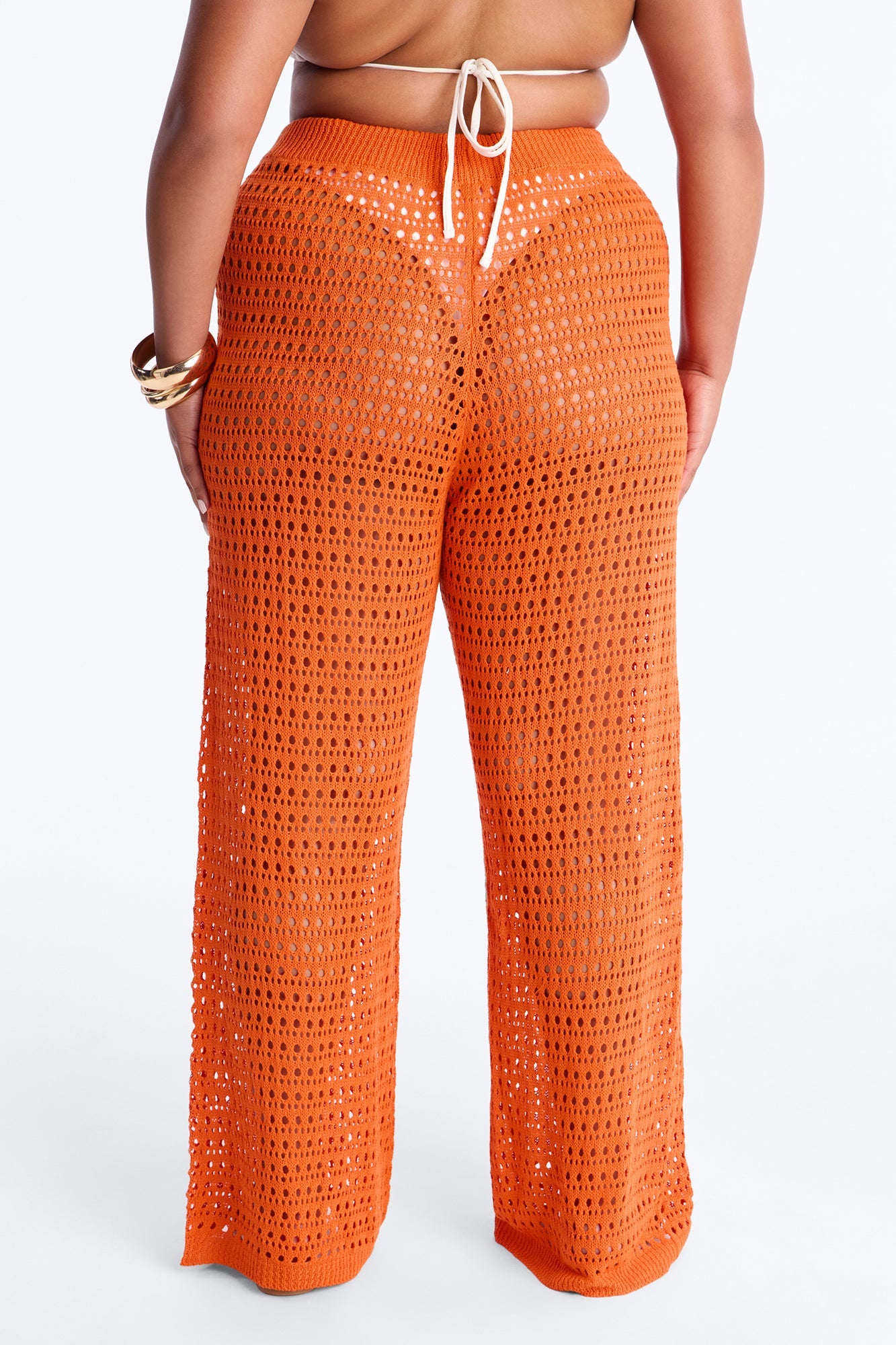 Temptress Textured Knit Swim Cover Up Pant - Orange