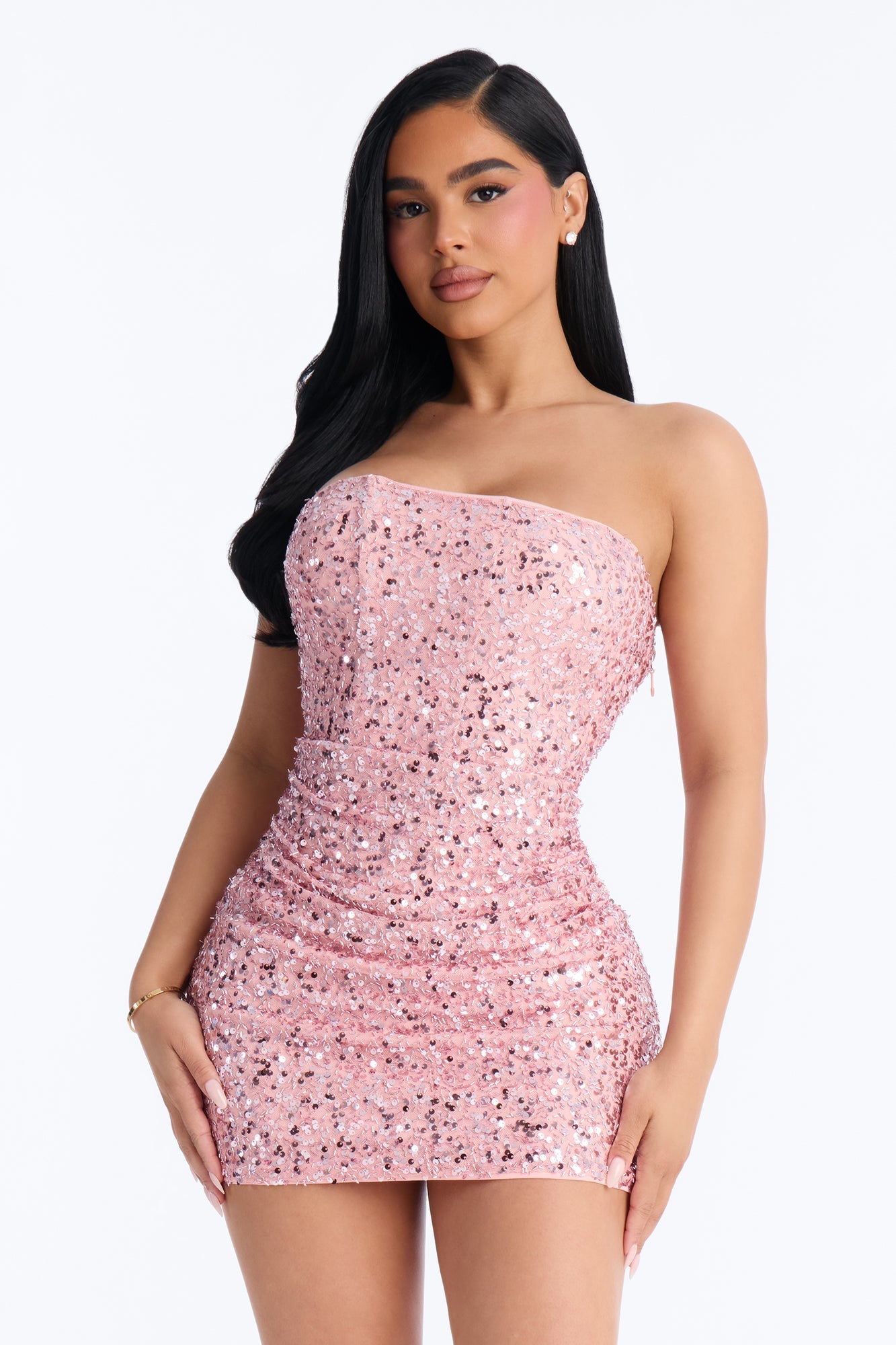 Party Girl Era Strapless Sequin Mini Dress - Pink NEWFASHIONEDGE