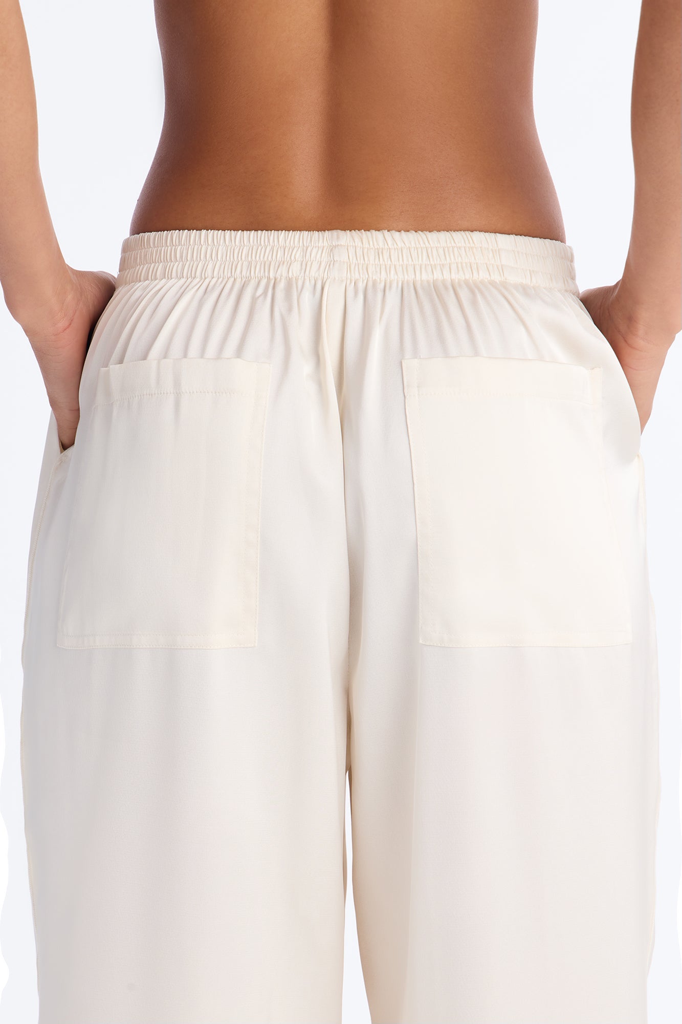 Teagan Low Rise Satin Wide Leg Pant 33″ - Ivory Fashion Nova