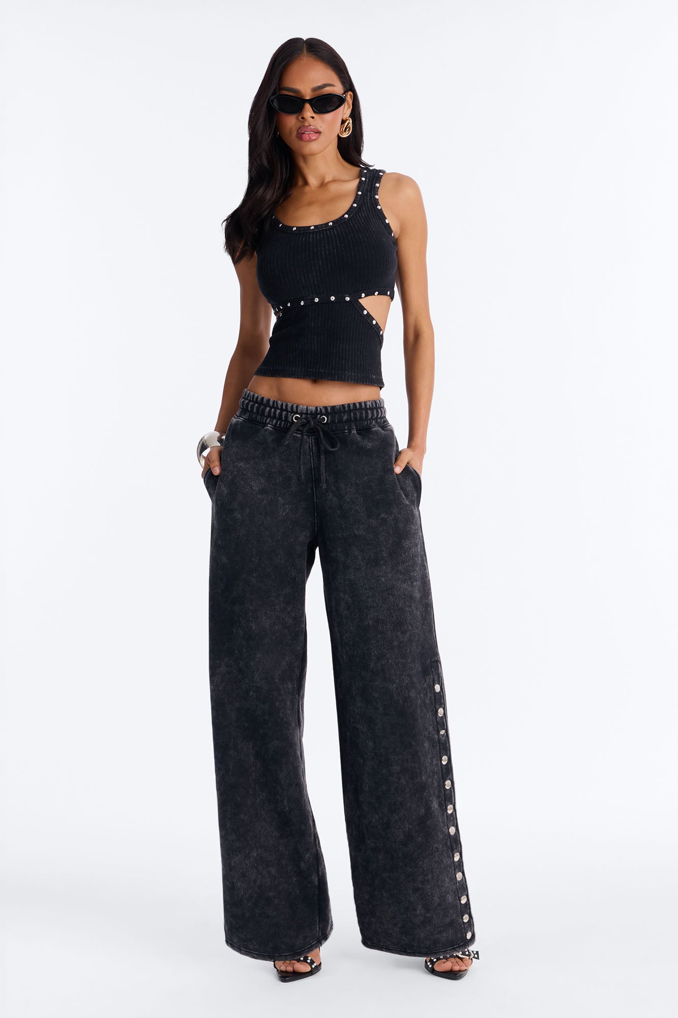 More Than A Studded Fleece Pant Set - Black Fashion Nova