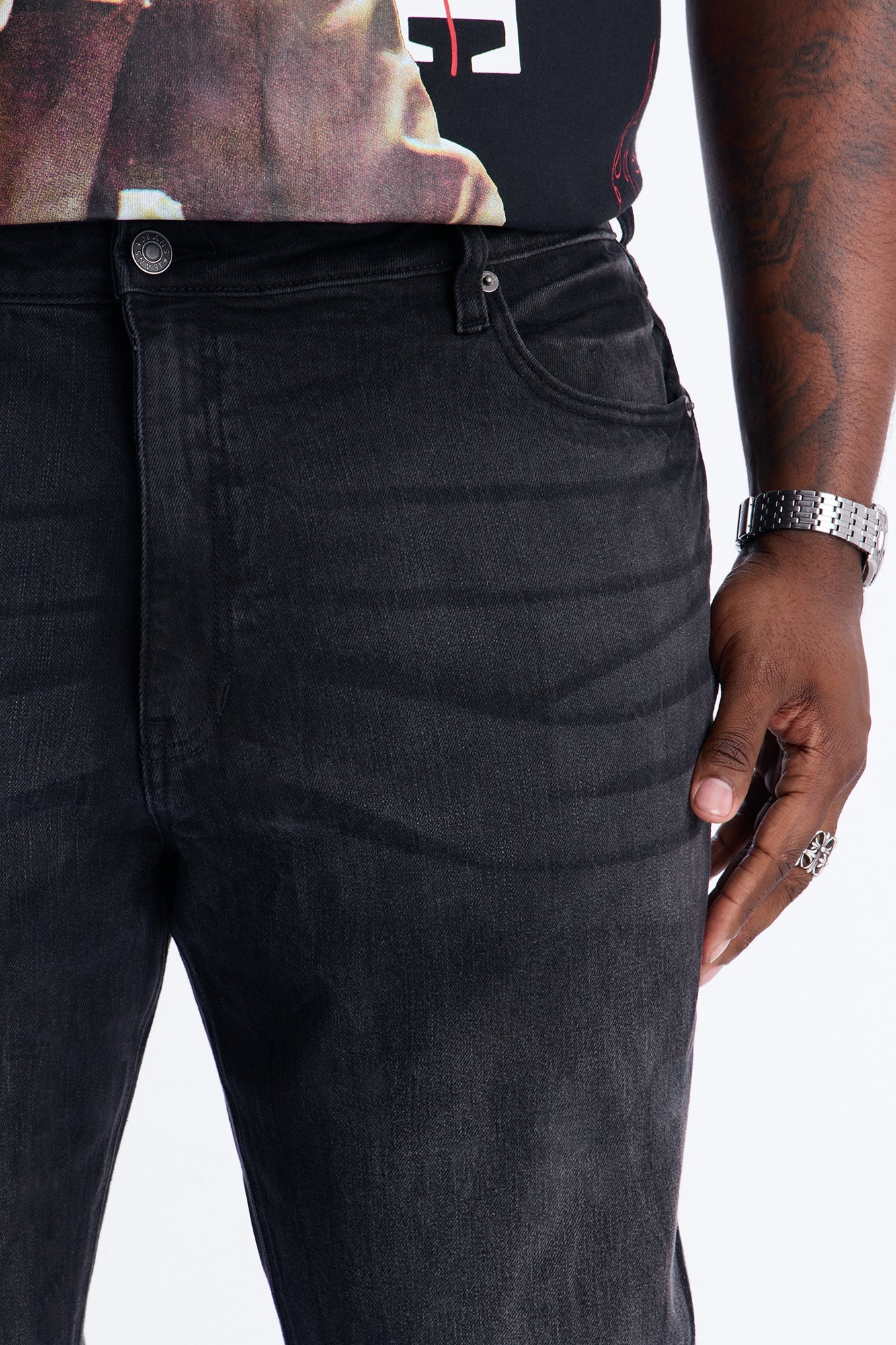 Dreamy Stacked Slim Flare Jeans - Black Wash