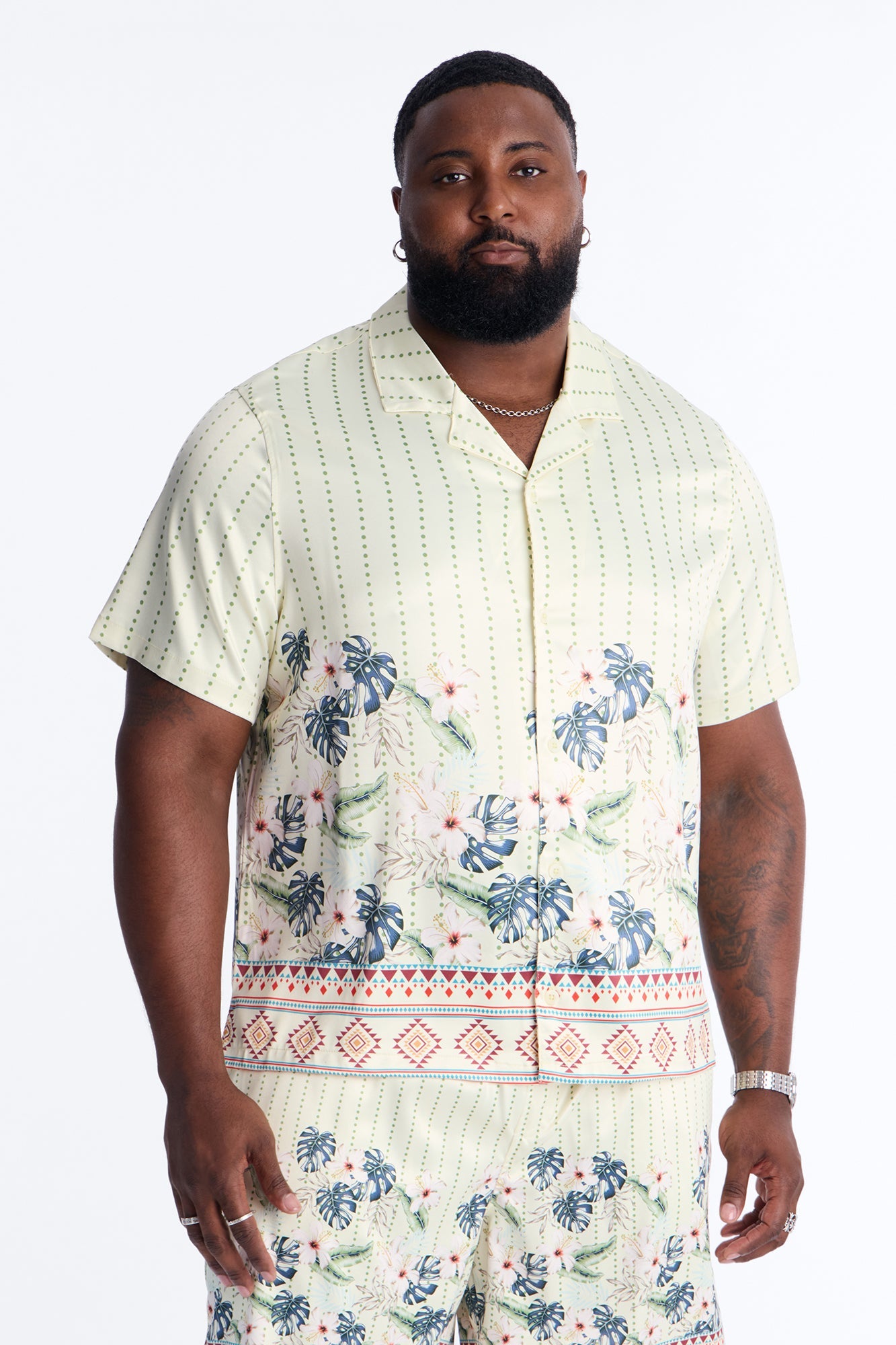 Catalina Island Cuban Collar Button Up Shirt - Yellow