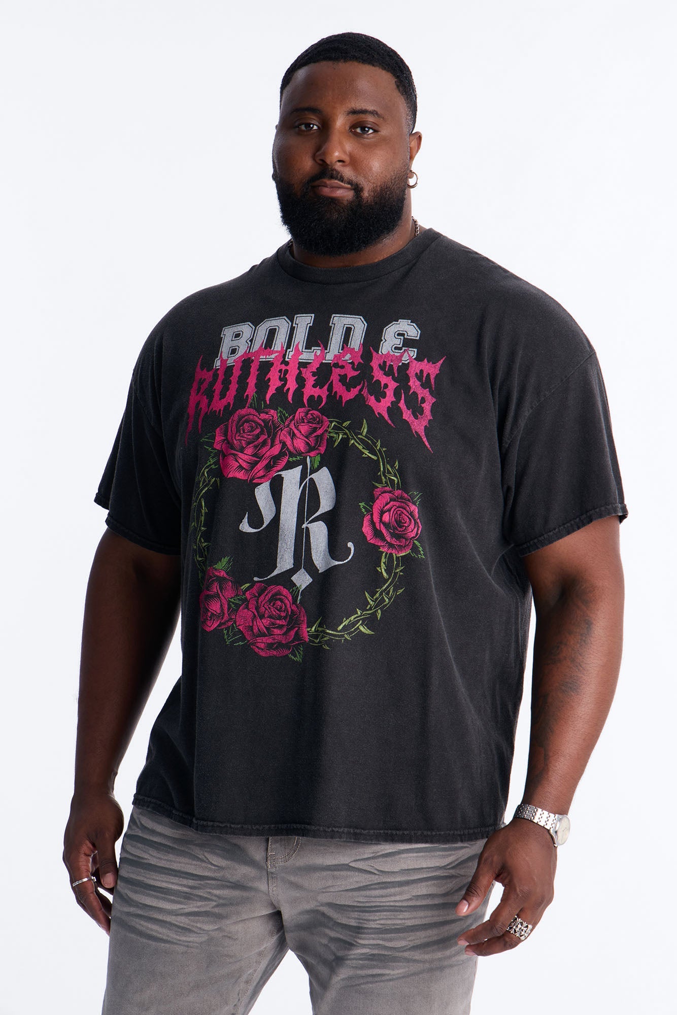 Bold And Ruthless Oversized Short Sleeve Tee - Black
