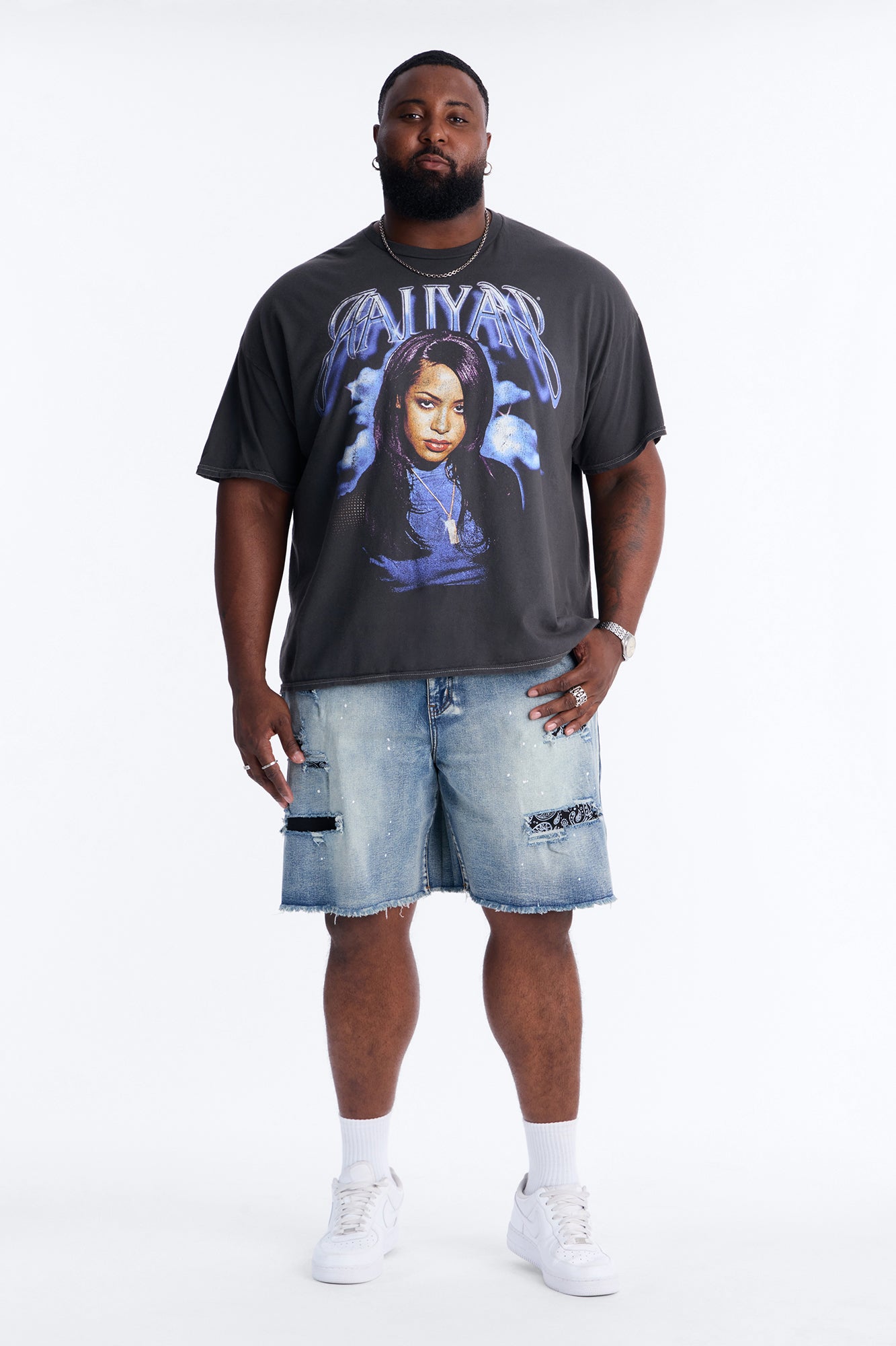 Relaxed Paisley District Denim Short - Medium Blue Wash