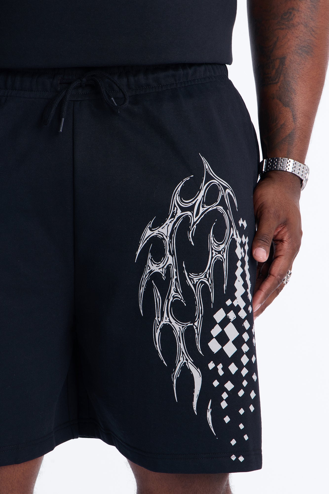Digital Tribal Sweatshorts - Black