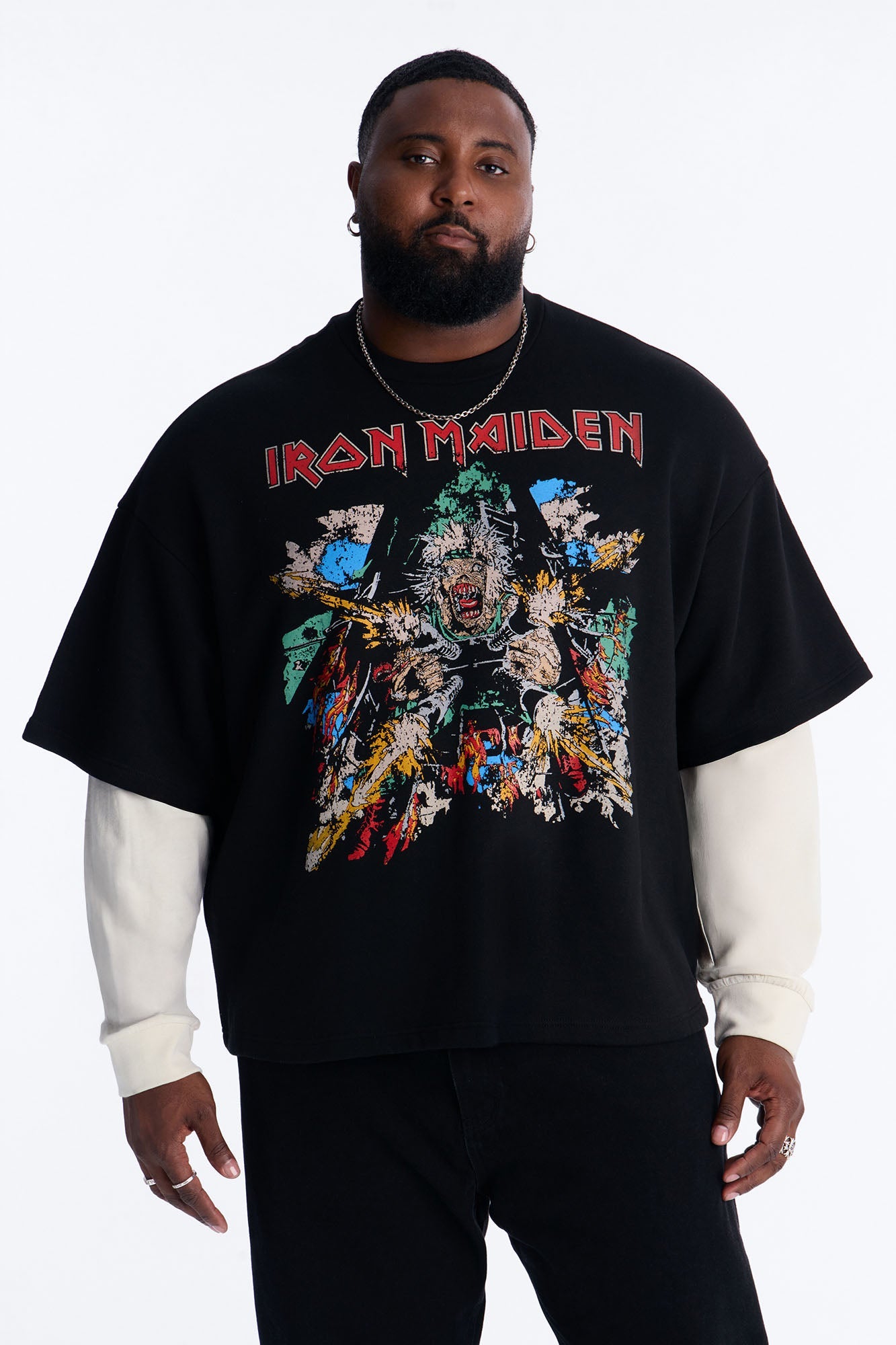 Iron Maiden Tailgunner Oversized Fleece Twofer - Black Wash