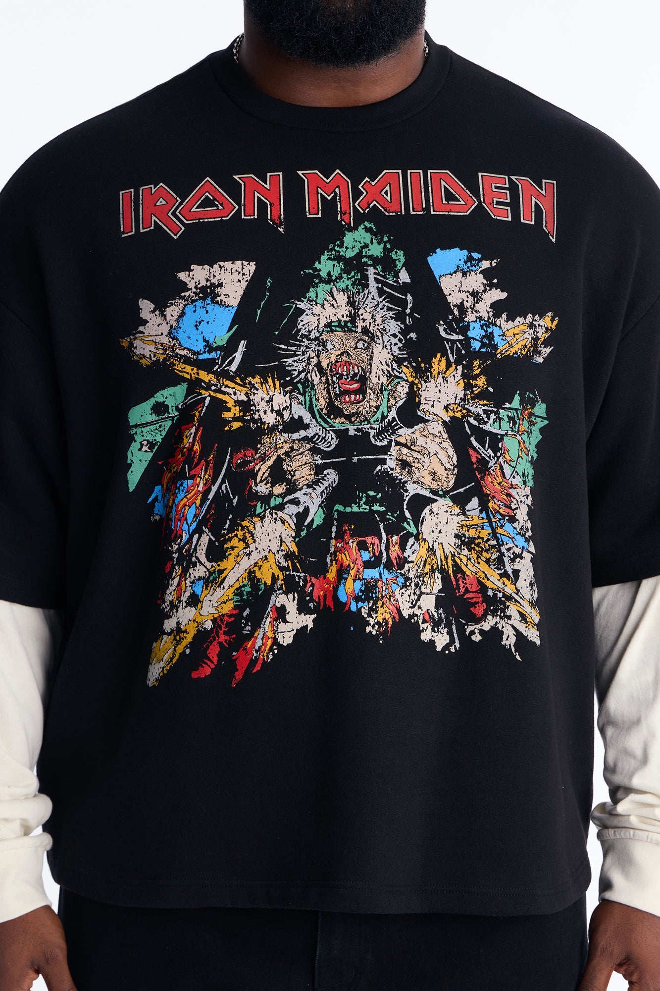 Iron Maiden Tailgunner Oversized Fleece Twofer - Black Wash