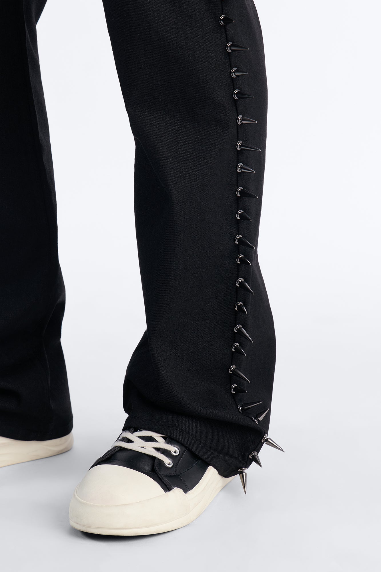 Stacked Slim Flare Waxed Cyber Spike Jean - Black