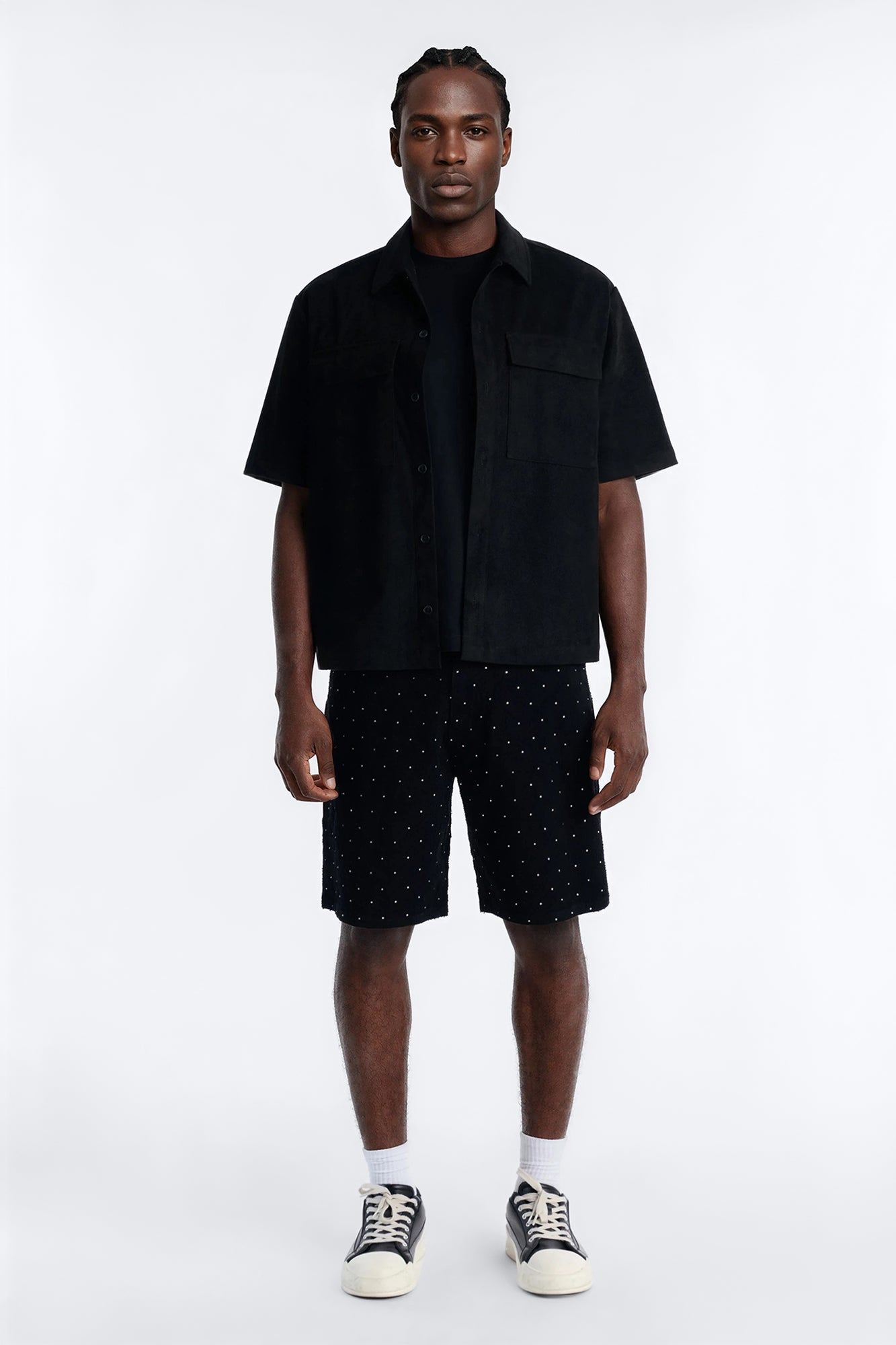 I Be Jeweled Relaxed Denim Short - Black